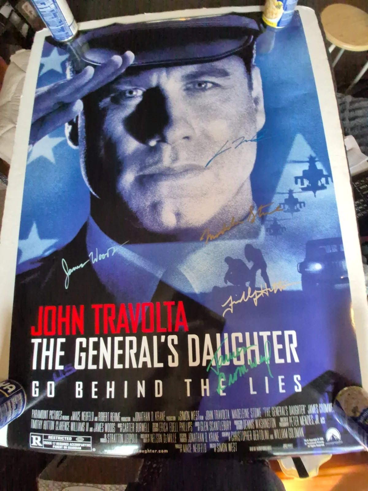 SEE BELOW — THE GENERAL'S DAUGHTER=CAST SIGNED-MOVIE POSTER-vintage-w/COA-john TRAVOLTA ekim