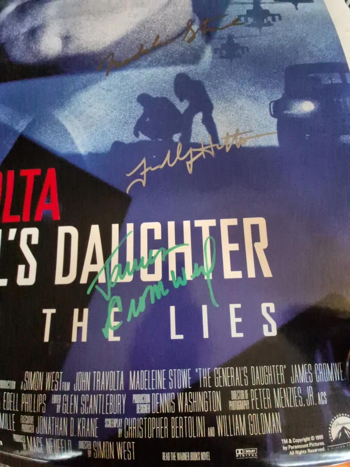 SEE BELOW — THE GENERAL'S DAUGHTER=CAST SIGNED-MOVIE POSTER-vintage-w/COA-john TRAVOLTA ekim, изображение 5