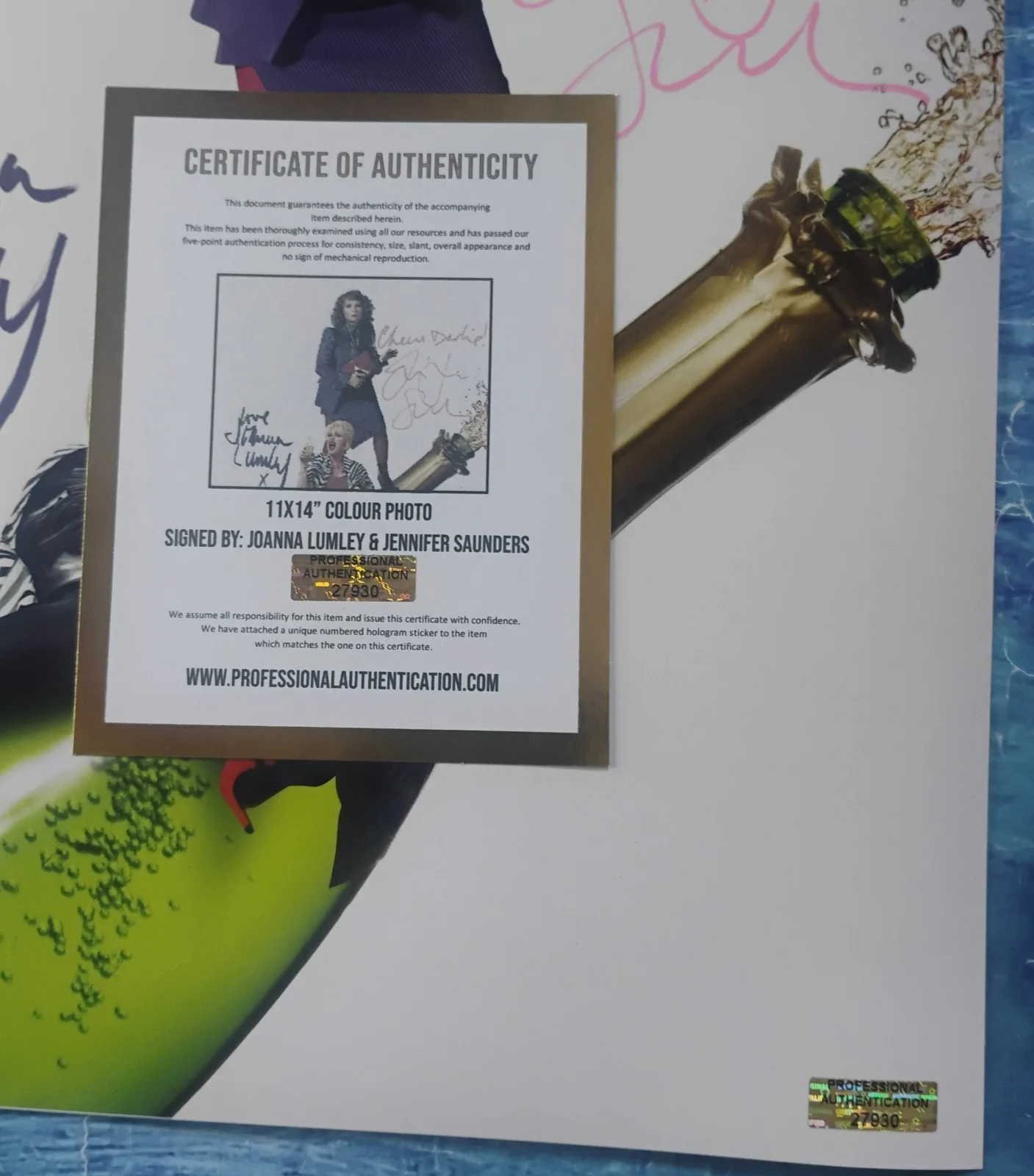 Jennifer Saundes & Joanna Lumley Signed Photo COA Absolutely Fabulous NO TARIFFS, изображение 5