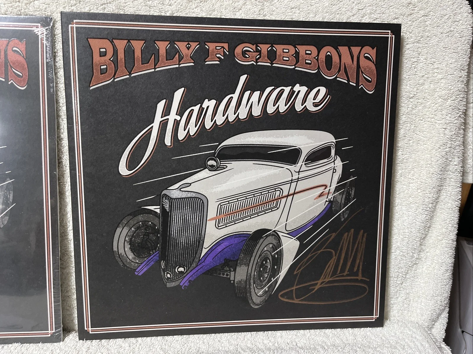 Billy Gibbons Hardware ZZ Top Signed Colored Vinyl Record LP with Guitar Pick !!, image 2