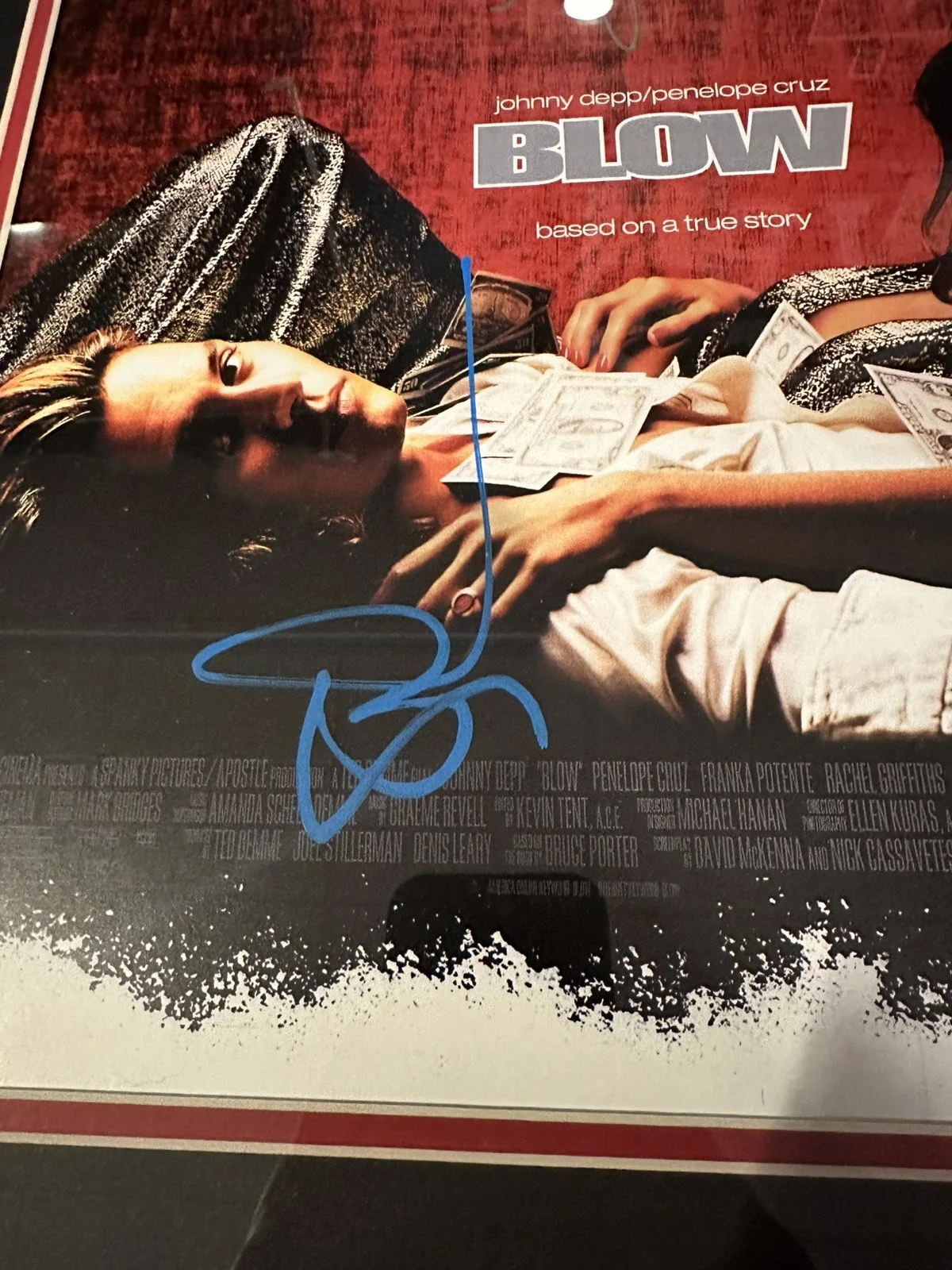 JOHNNY DEPP GEORGE JUNG DUAL SIGNED CUSTOM FRAMED BLOW POSTER JSA COA AUTOGRAPH, image 3