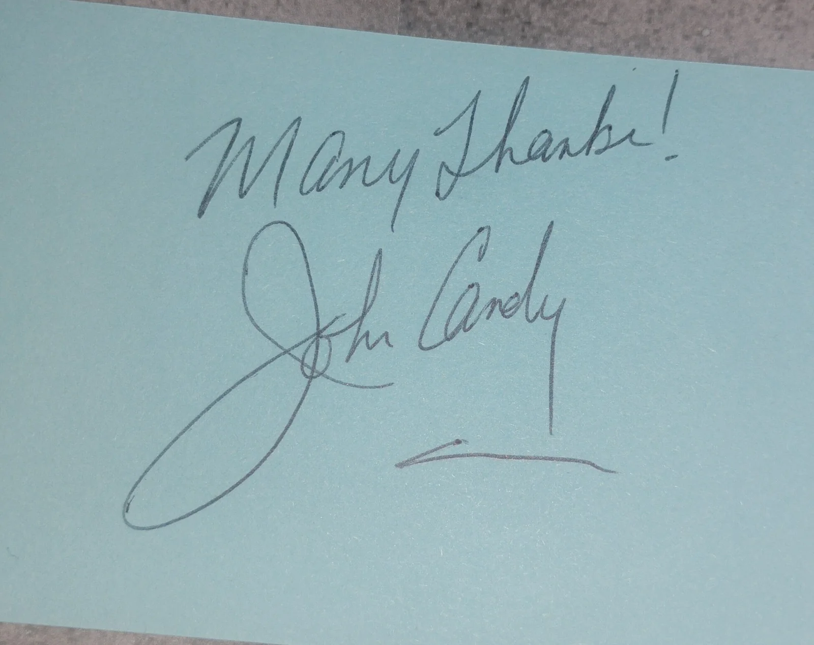 John Candy Hand Signed Index Card COA - NO US TARIFFS, image 3