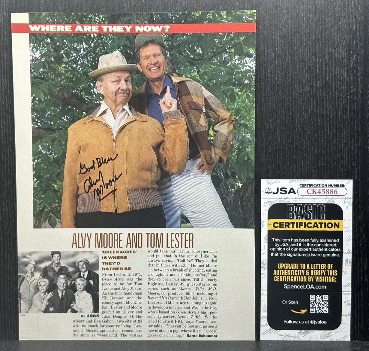 Alvy Moore — ALVY MOORE HAND SIGNED MAGAZINE PAGE Original Autograph JSA COA Green Acres Show, image 2