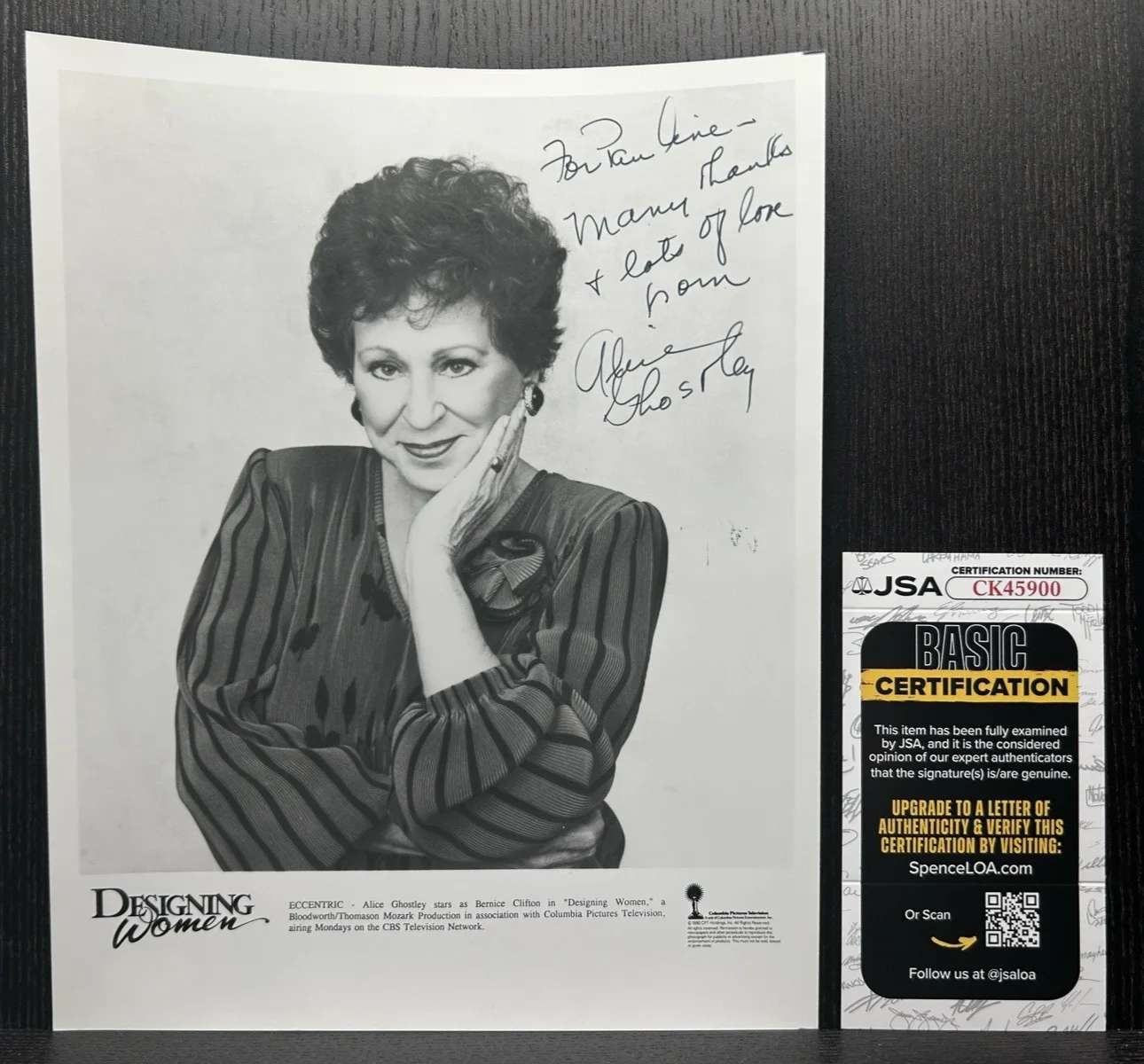 Alice Ghostley — ALICE GHOSTLEY ORIGINAL SIGNED PHOTO (1990) Autograph JSA COA Designing Women, изображение 2