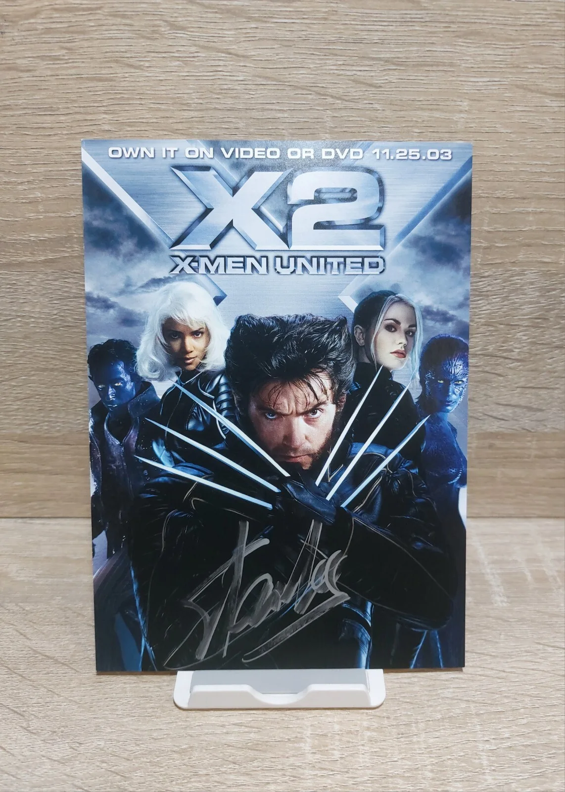 Stan Lee — Stan Lee Signed X2 "X-MEN UNITED" DVD Cover NO COA 7x5 Frame