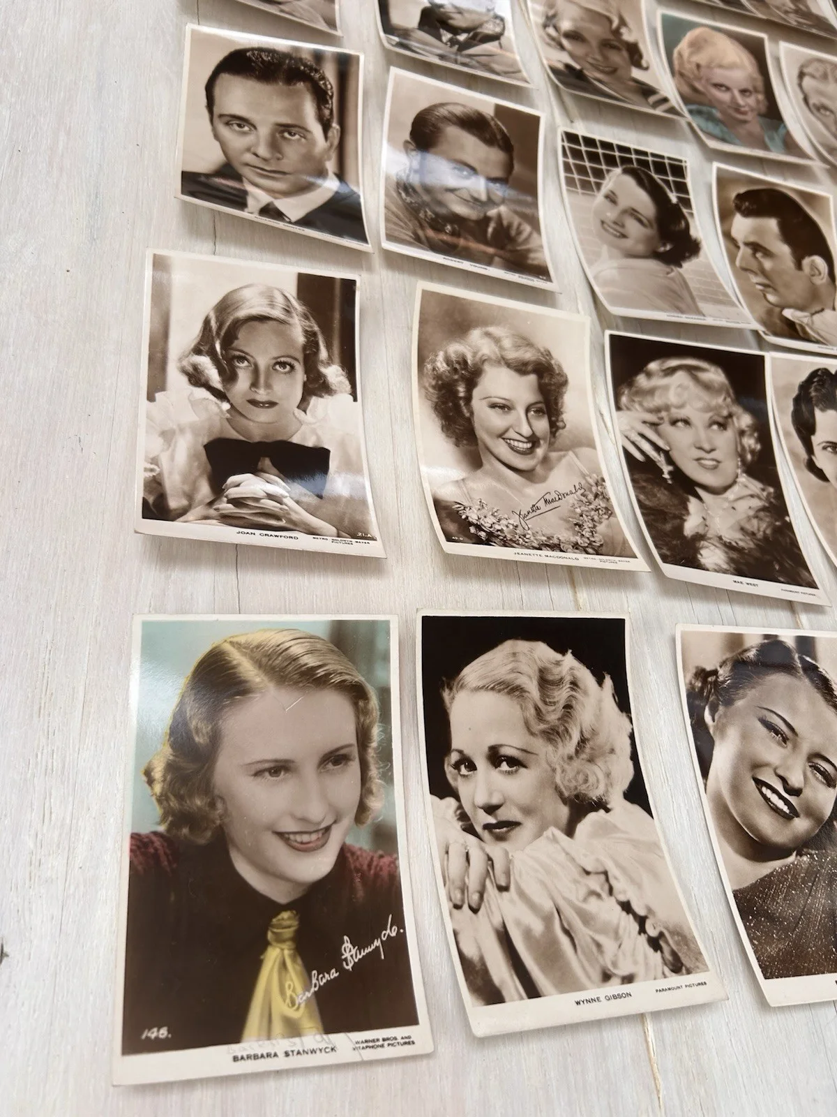 43 Vintage 1930s/40s Hollywood Film Star Real Photo Postcards Gable Harlow RPPC, изображение 4