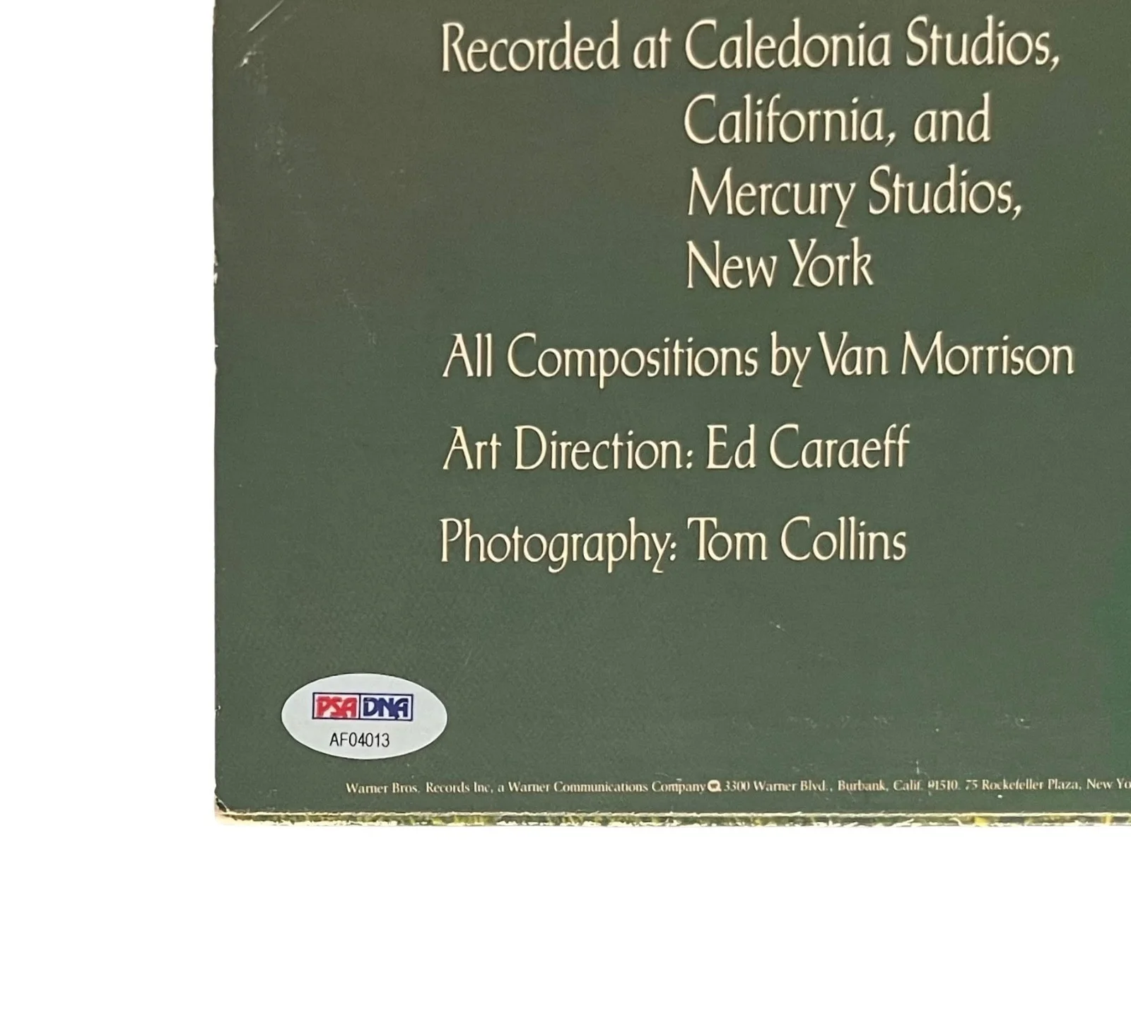 VAN MORRISON SIGNED VEEDON FLEECE VINYL RECORD PSA LOA AF04013, image 3