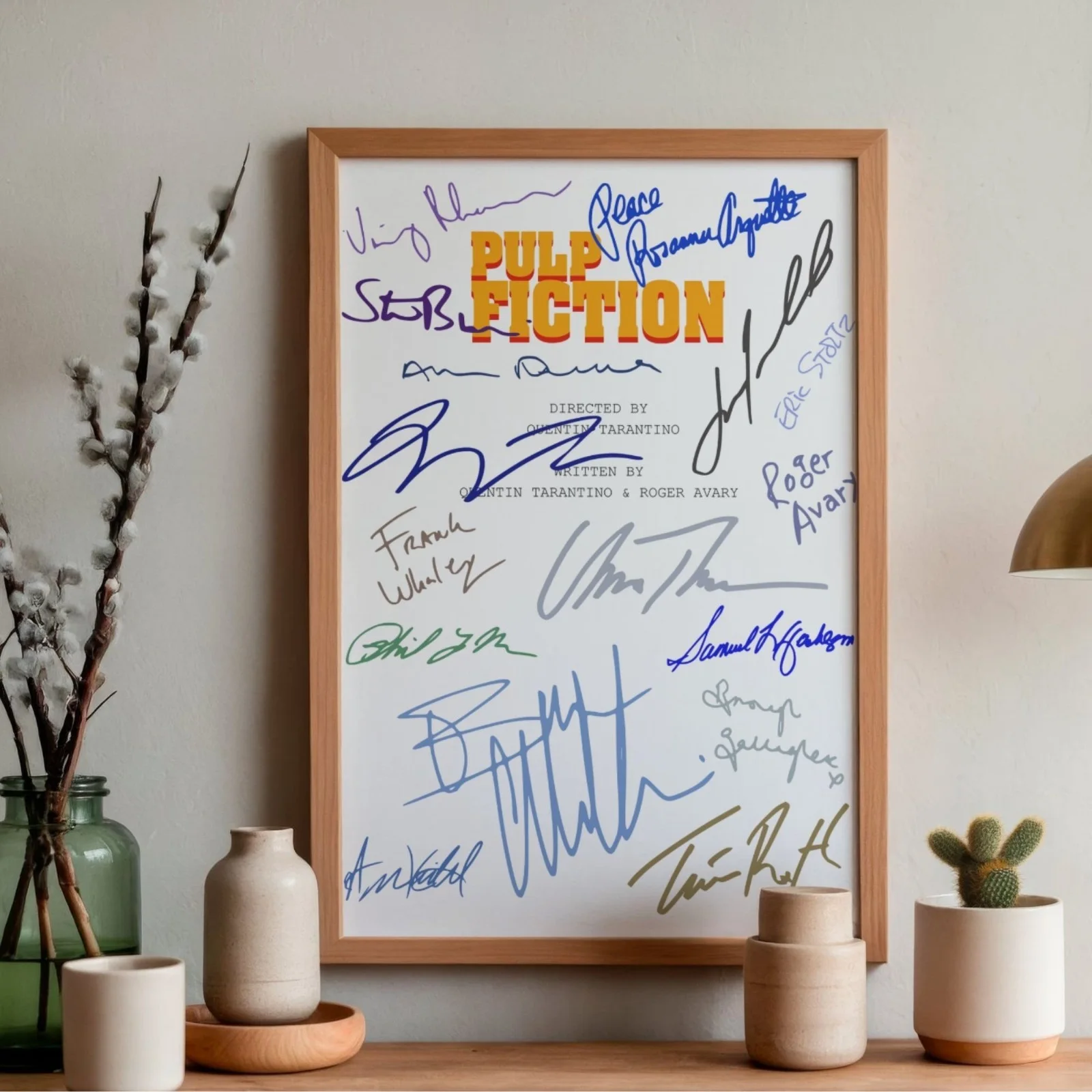 Pulp Fiction Inspired Poster A4 Pre-Printed Autograph Script Style Film Gift Art, image 2