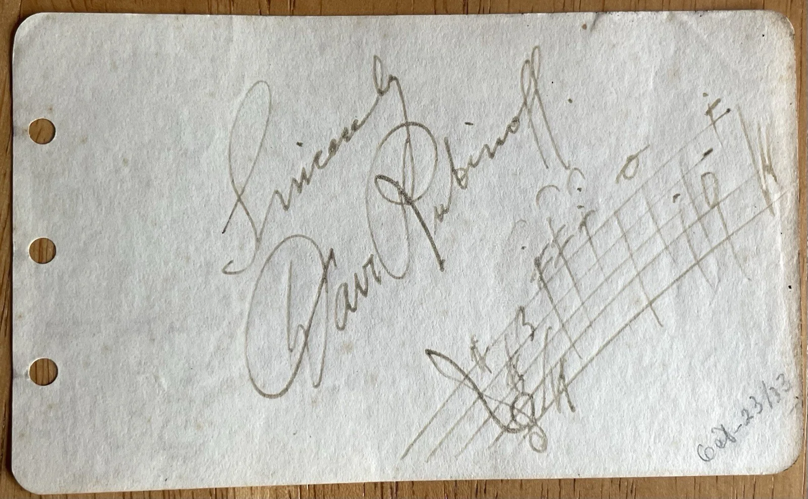 Violinist David Rubinoff Autograph Musical Quotation, image 2