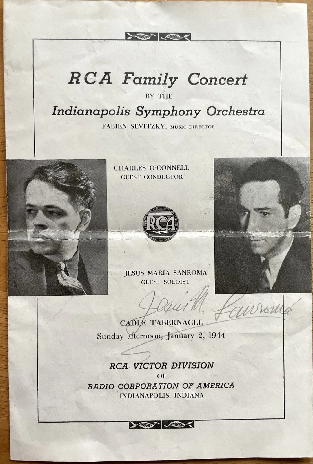 Puerto Rican Pianist Jesus Maria Sanroma Autographed Program, image 2