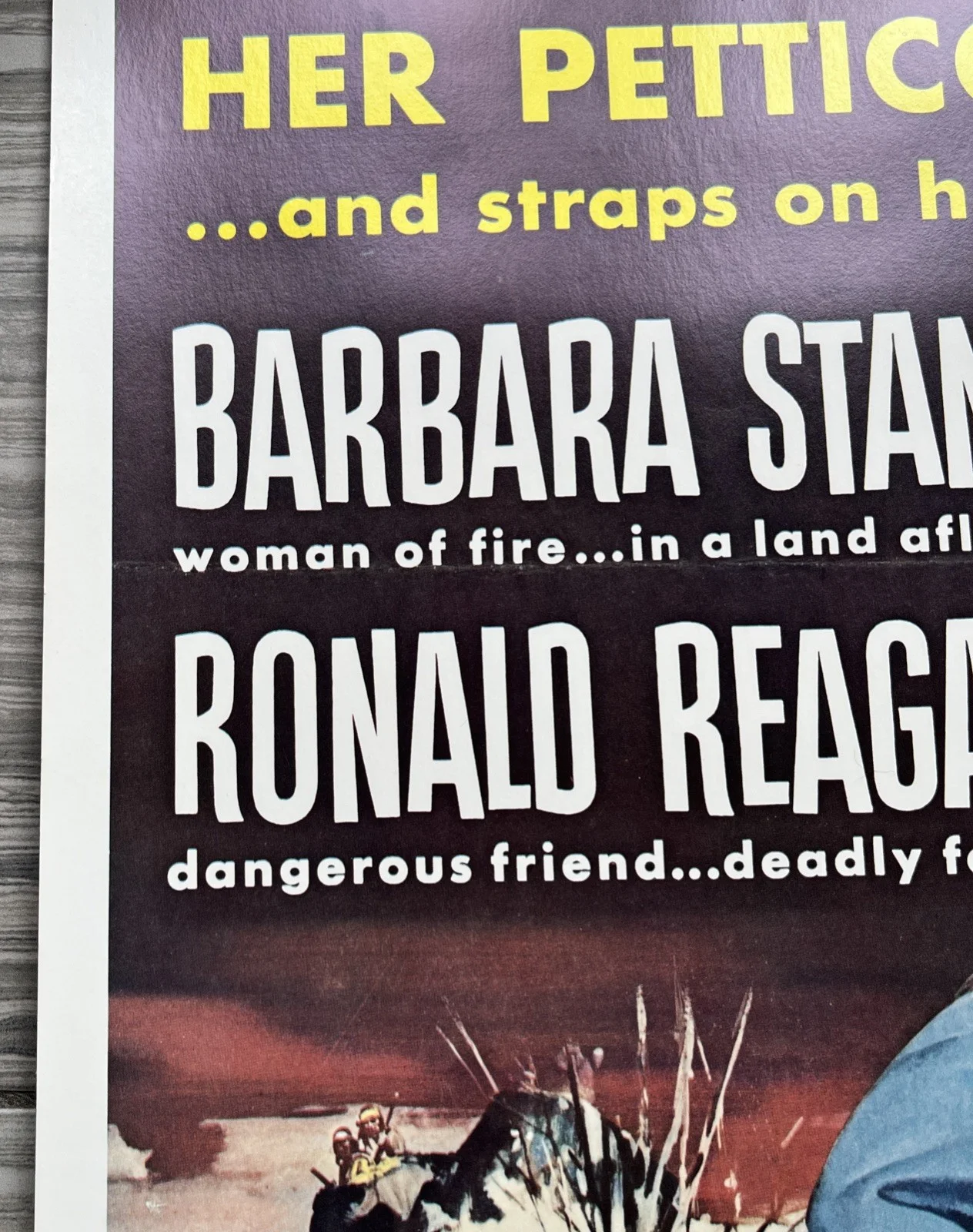 Cattle Queen Of Montana Poster 14x36' Daybill 1954 Ronald Reagan, изображение 4