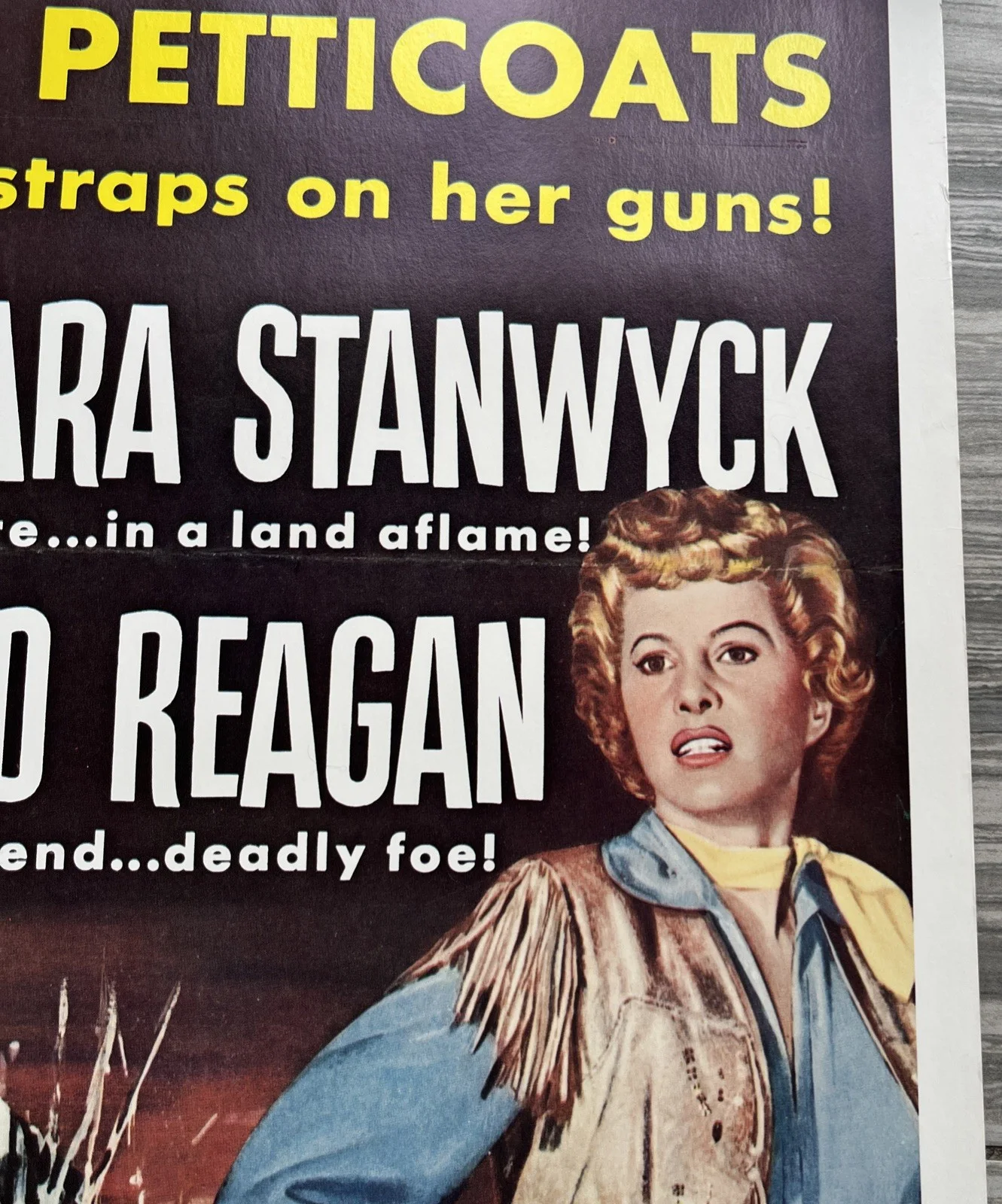 Cattle Queen Of Montana Poster 14x36' Daybill 1954 Ronald Reagan, изображение 5