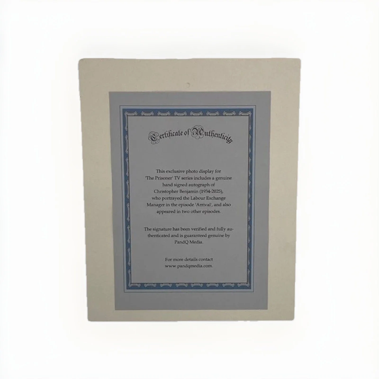 Christopher Benjamin Signed Photo Display The Prisoner Number Two COA, image 4