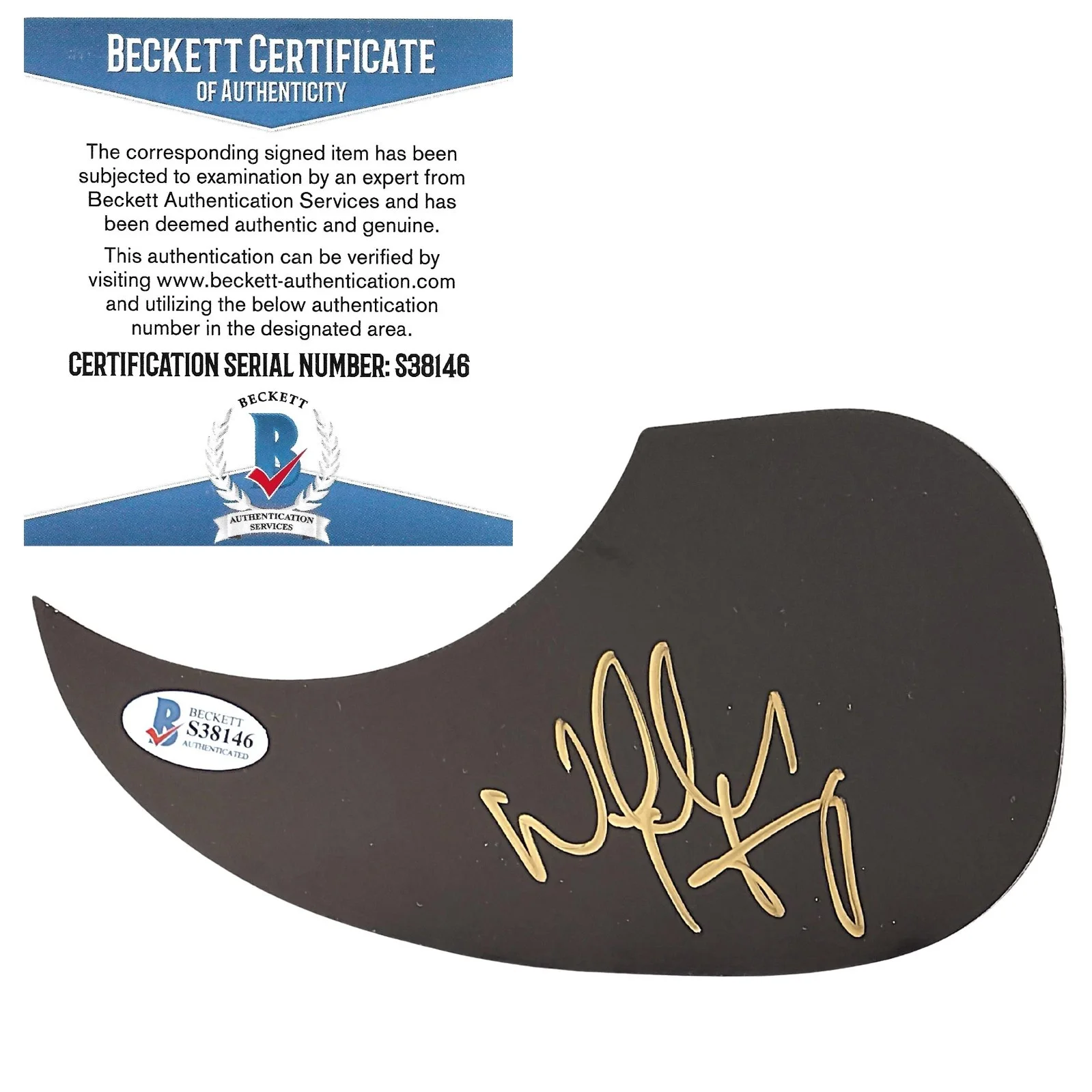 Walker Hayes — Walker Hayes Signed Black Guitar Pickguard Gold Beckett BAS Country Music COA, image 2