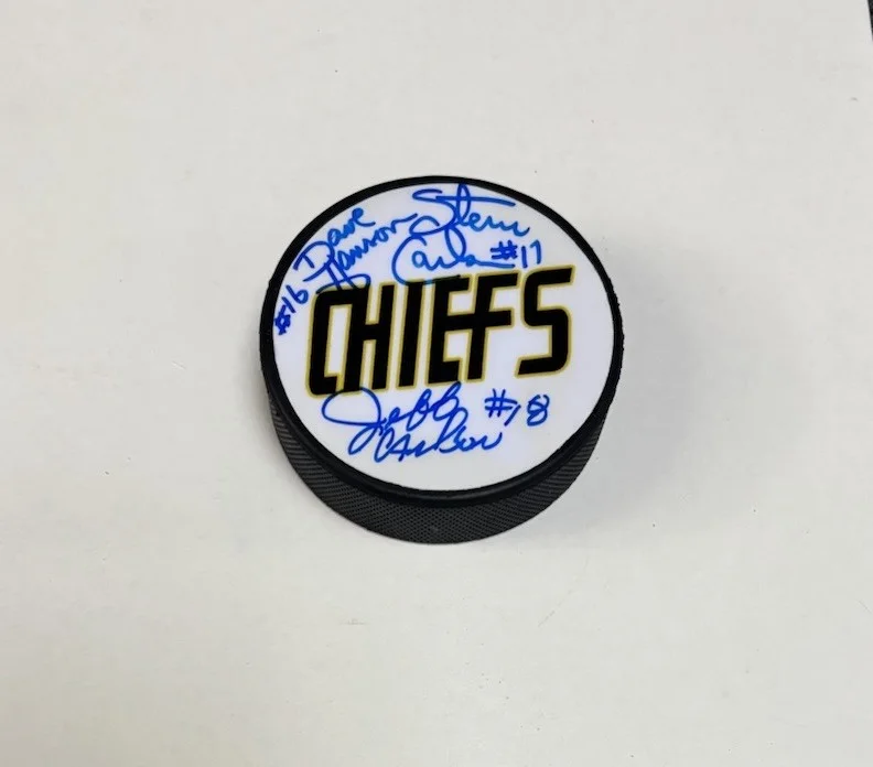 THE HANSON BROTHERS — Slapshot Movie Hockey Puck Triple-Signed -THE 3 HANSON BROTHERS! The Chiefs AUTO, изображение 4