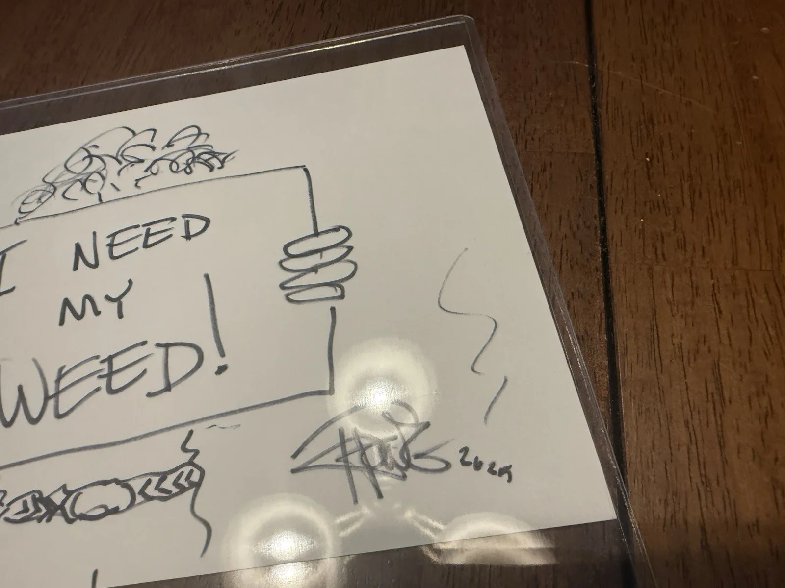 Tommy Chong — Tommy Chong signed Hand Drawn Sketch JSA Authenticated Weed Drawing, image 2