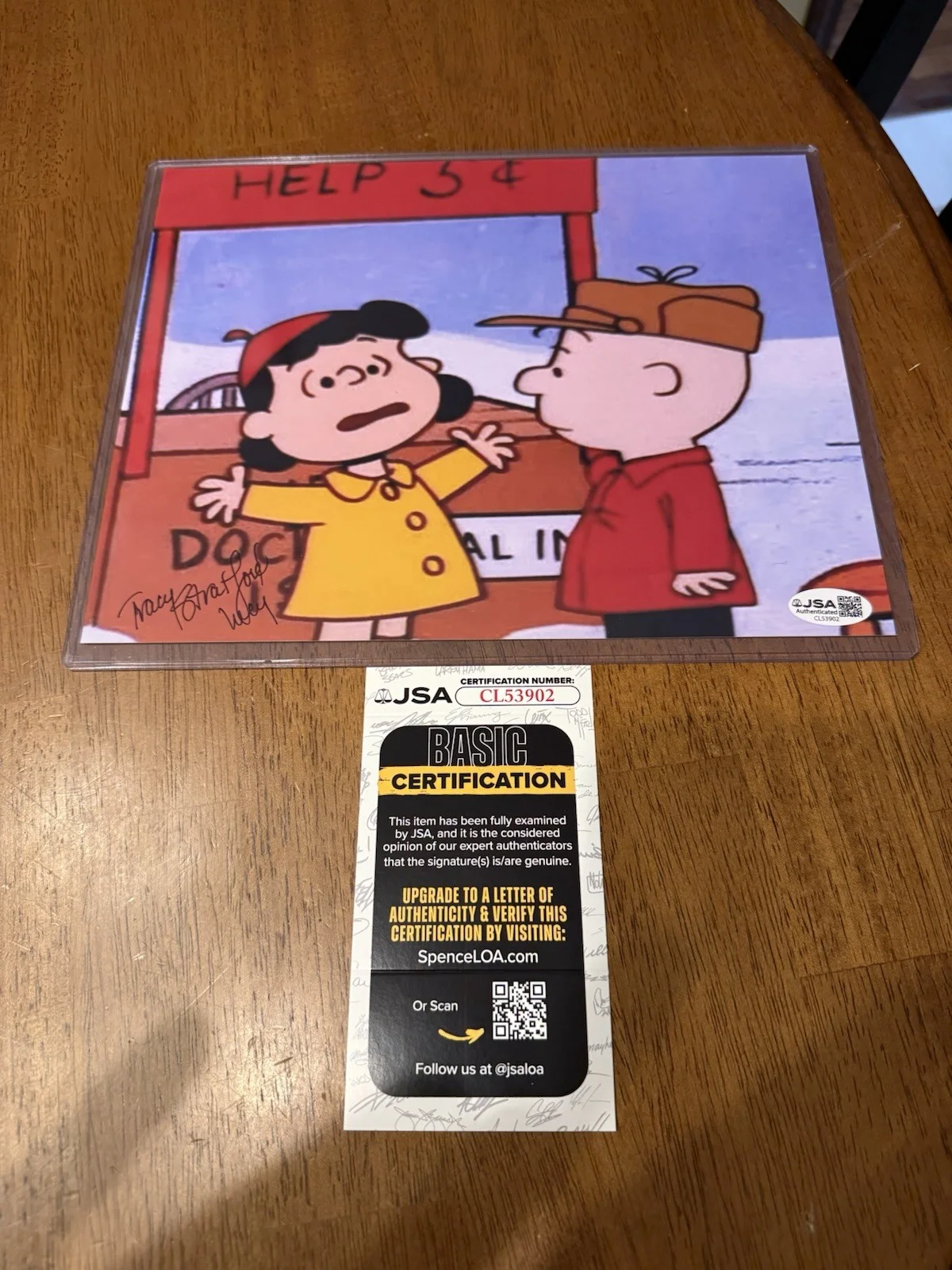 See title — TRACY STRATFORD SIGNED AUTHENTIC PEANUTS 'LUCY VAN PELT' 8X10 PHOTO JSA #2