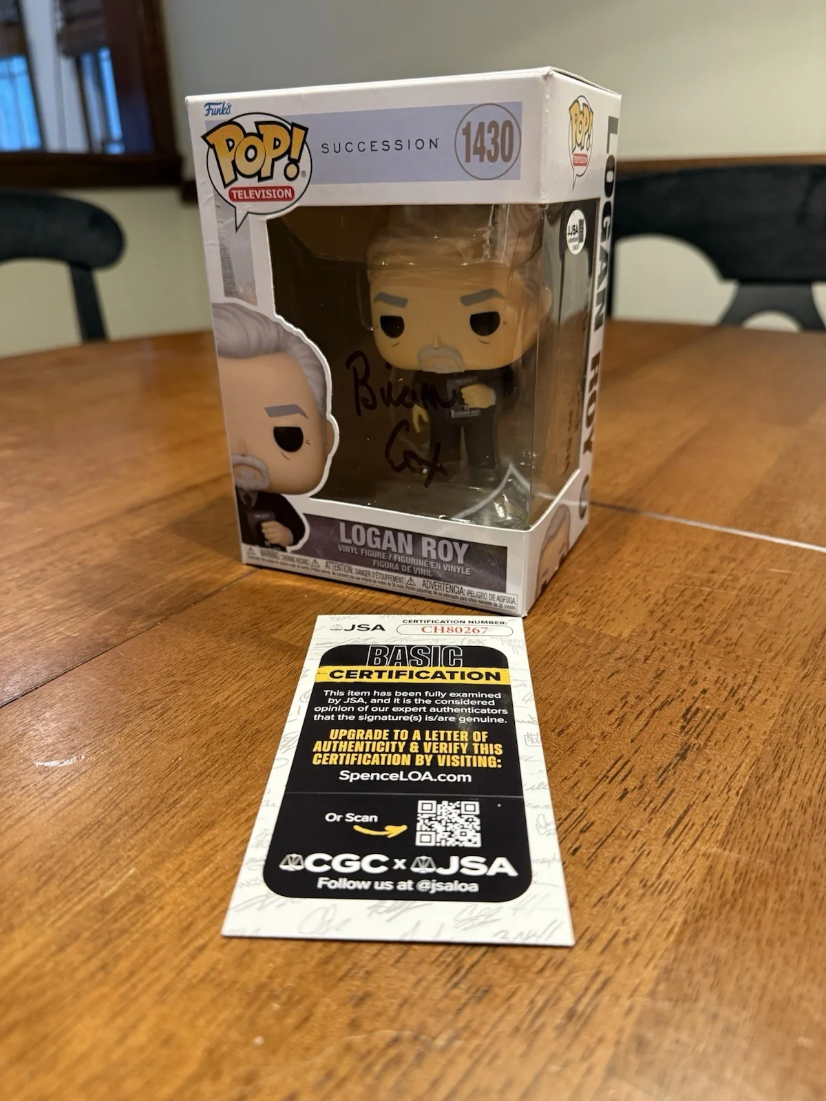 Brian Cox — Signed Funko Pop #1430 - Succession - Logan Roy - Brian Cox + COA JSA