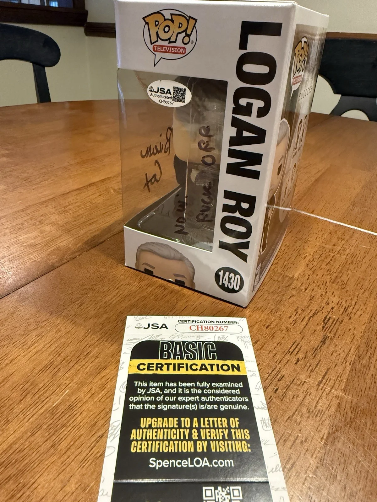 Brian Cox — Signed Funko Pop #1430 - Succession - Logan Roy - Brian Cox + COA JSA, изображение 4