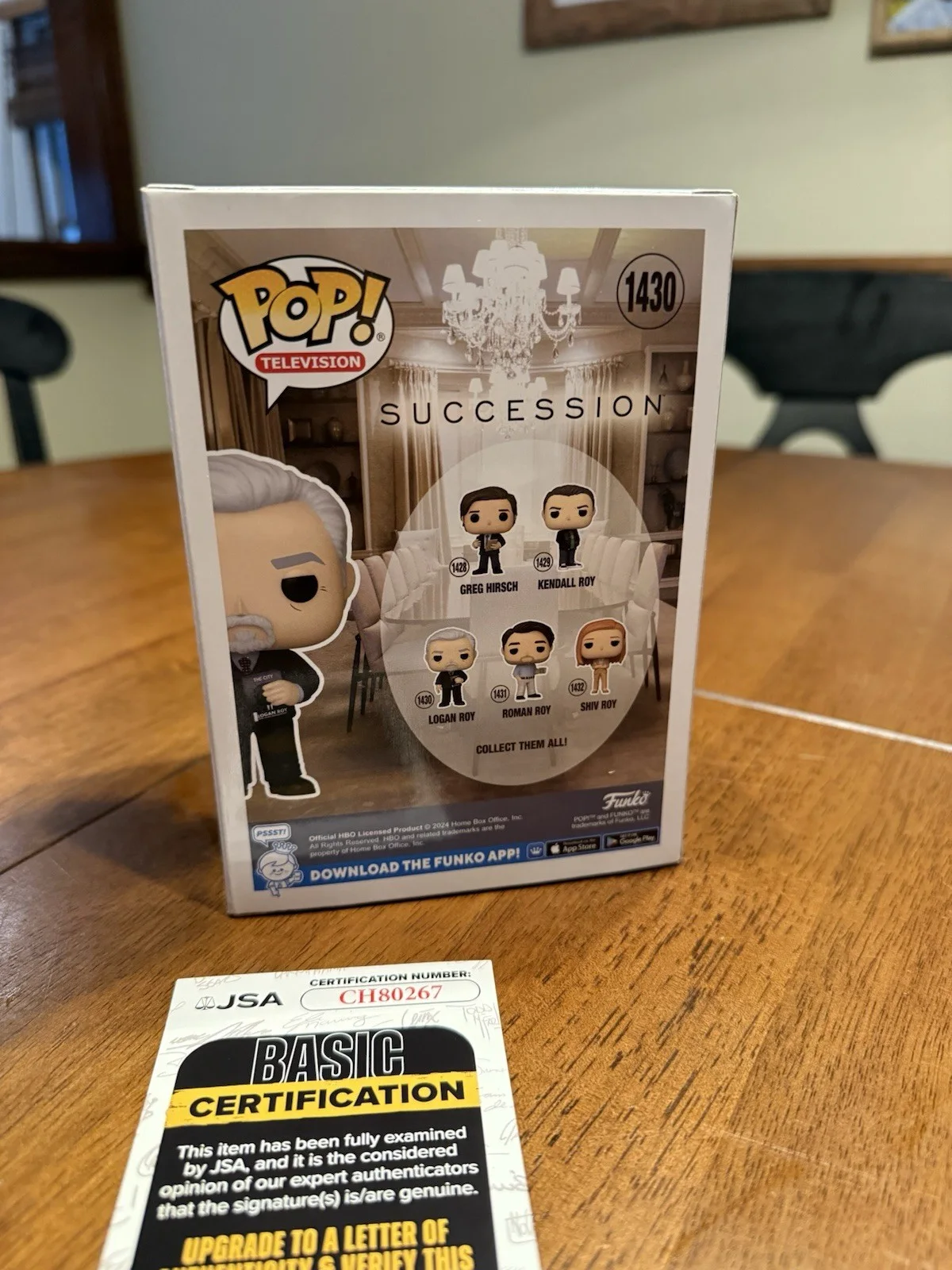 Brian Cox — Signed Funko Pop #1430 - Succession - Logan Roy - Brian Cox + COA JSA, изображение 5