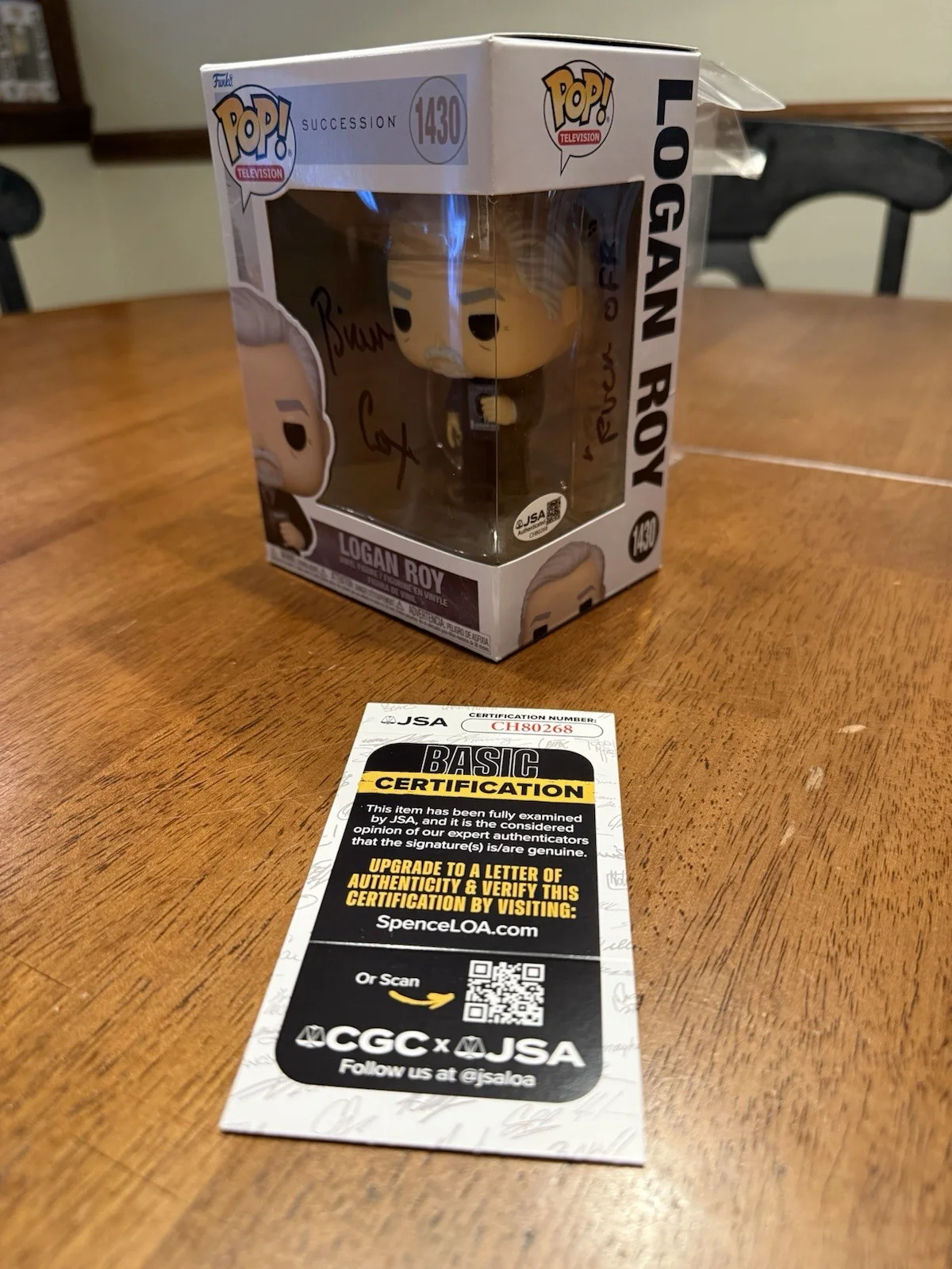 Brian Cox — Signed Funko Pop #1430 - Succession - Logan Roy - Brian Cox COA JSA