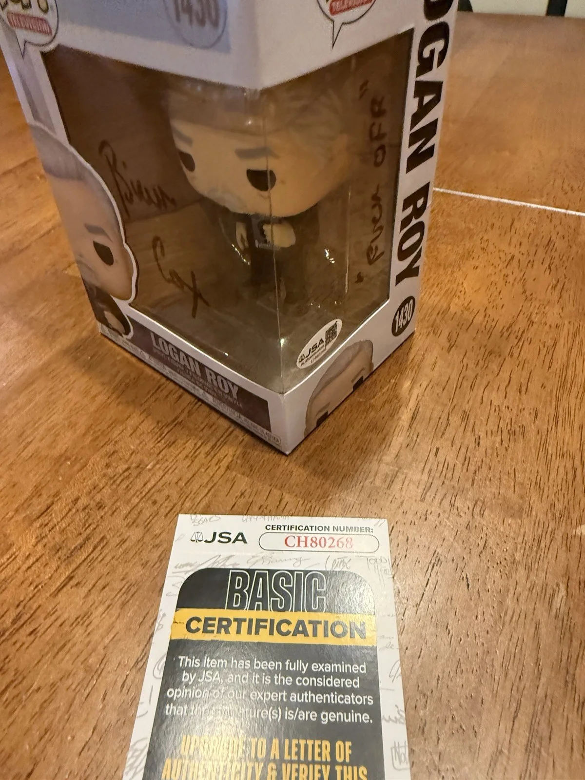Brian Cox — Signed Funko Pop #1430 - Succession - Logan Roy - Brian Cox COA JSA, изображение 2