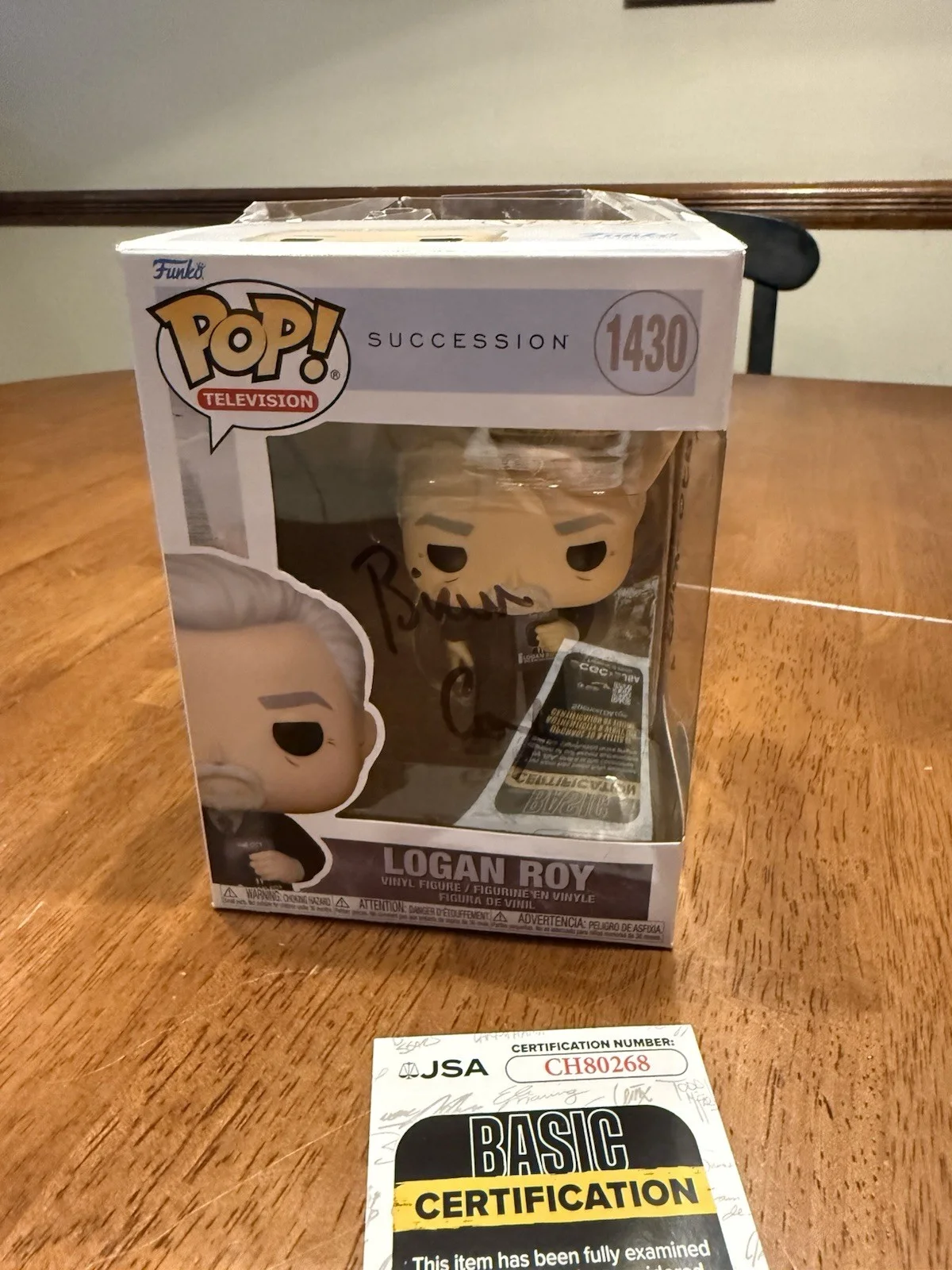 Brian Cox — Signed Funko Pop #1430 - Succession - Logan Roy - Brian Cox COA JSA, изображение 3