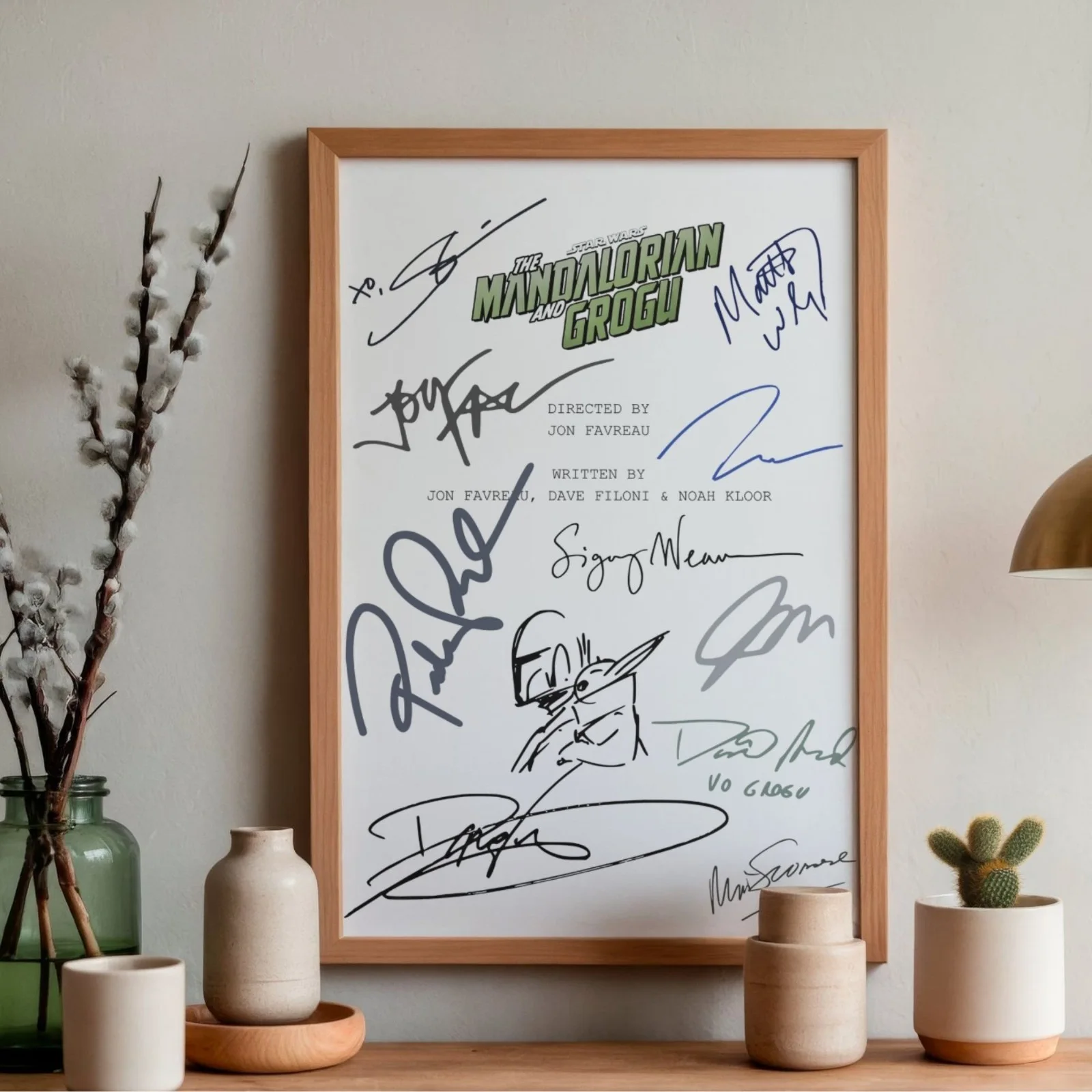 The Mandalorian And Grogu Inspired Poster A4 Pre-Printed Signature Script Style, image 2