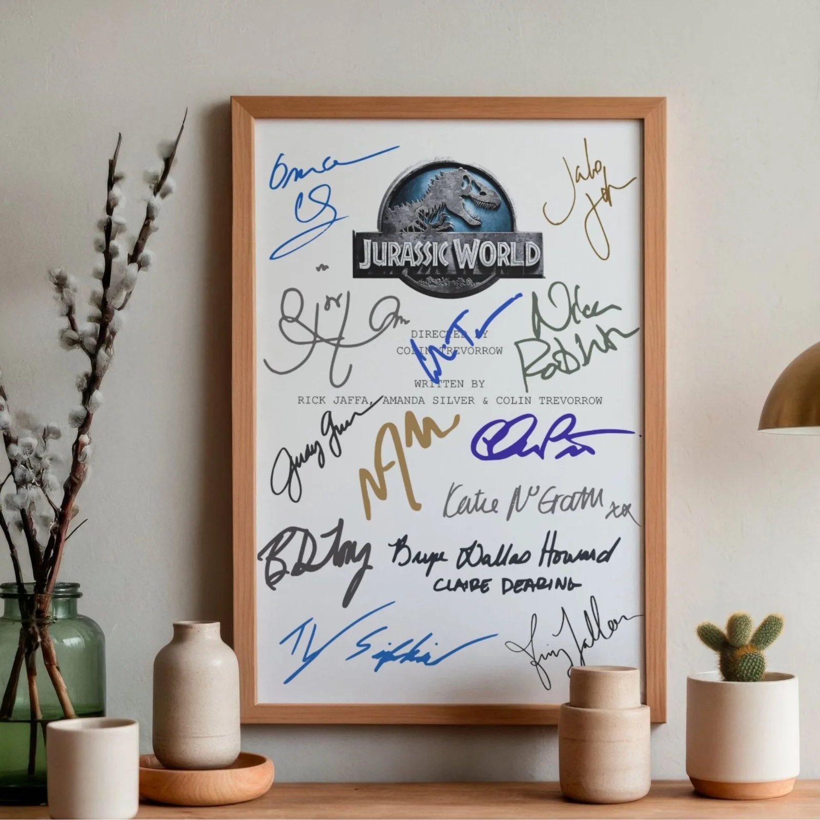 Jurassic World Inspired Poster A4 Pre-Printed Autograph Script Style Dino Gift, image 2