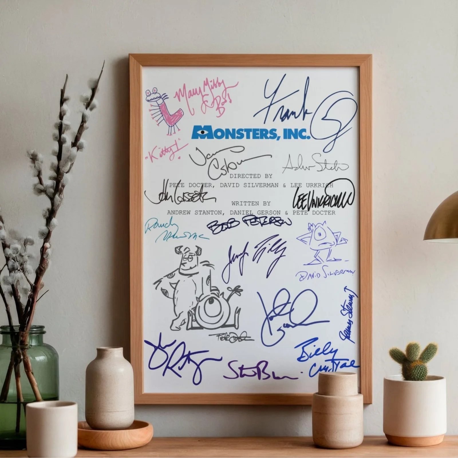 Monsters Inc Inspired Poster A4 Pre-Printed Autograph Print Script Style Gift, image 2