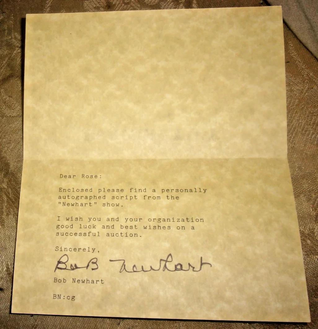 Bob Newhart 9x Emmy nominee signed note on his personal stationary, image 2