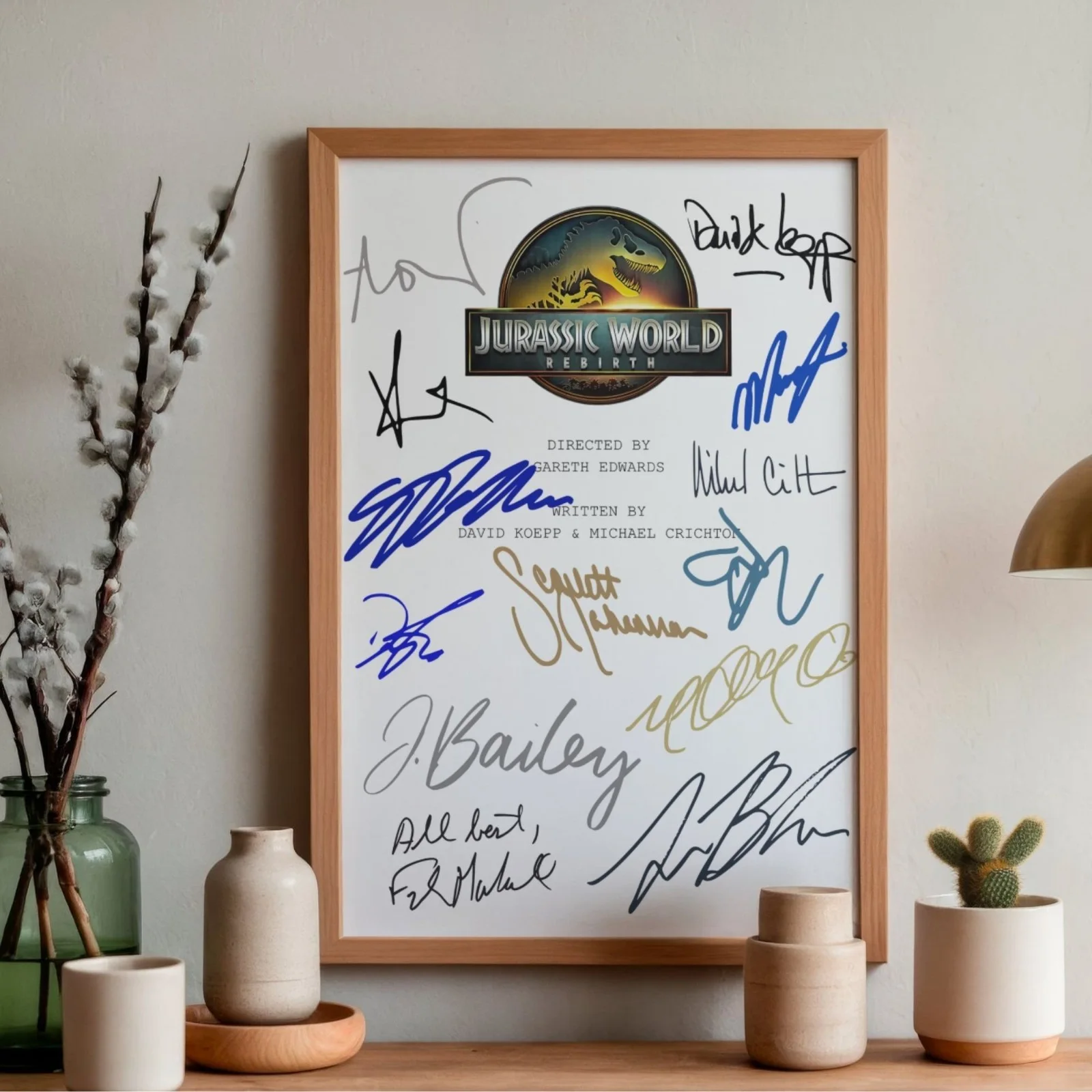 Jurassic World Rebirth Inspired Poster A4 Pre-Printed Signature Script Style Art, изображение 2