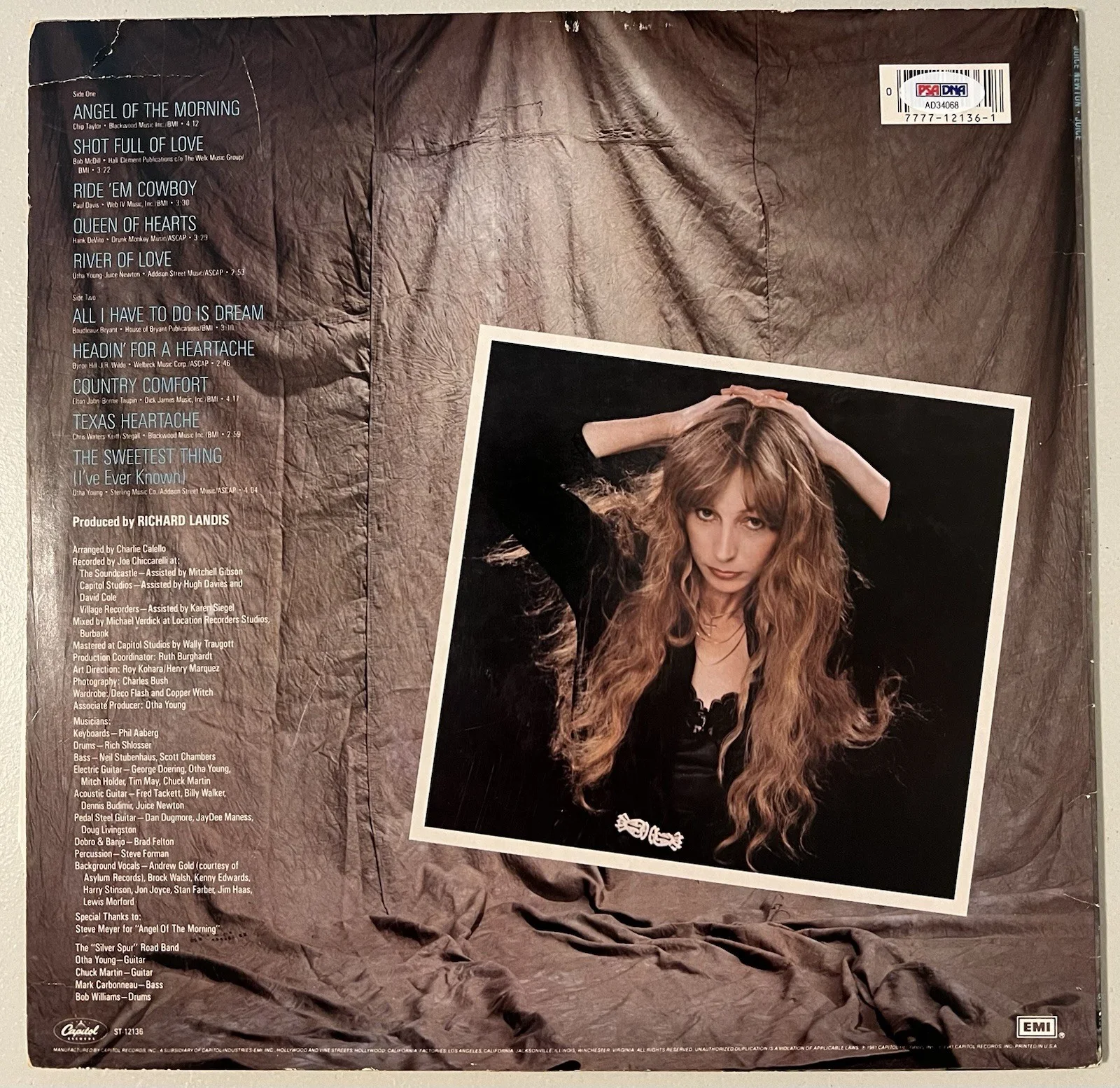 Juice Newton Signed 1981 “JUICE” Album PSA/DNA Autographed Record, изображение 2