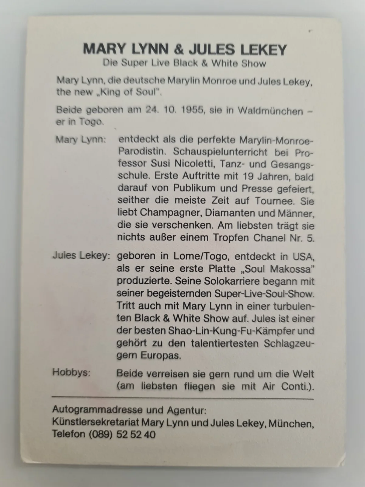 MARY LYNN & JULES LEKEY Autograph Signed Autograph Card, изображение 2