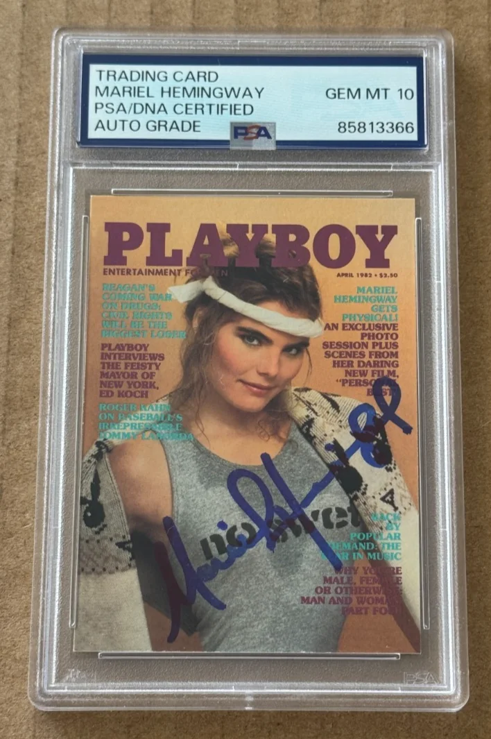 MARIEL HEMINGWAY — MARIEL HEMINGWAY SIGNED 1985 PLAYBOY COLLECTION CARD GEM MINT 10 AUTO PSA/DNA