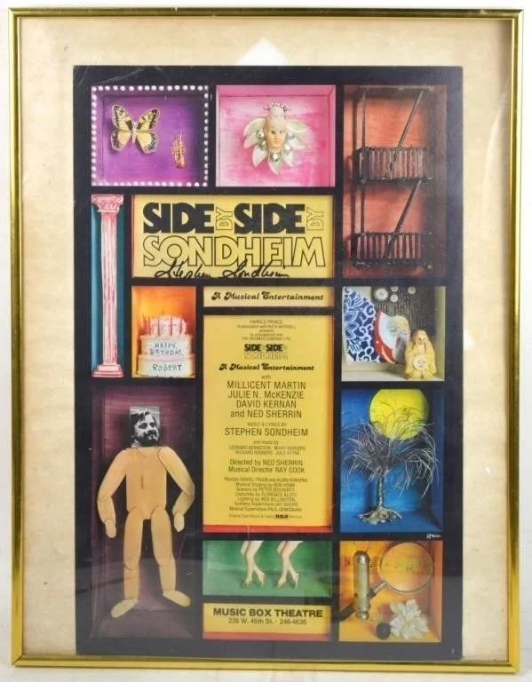 Autographed 1977 Original Cast Side by Side Steven Sondheim Broadway windowcard, image 2