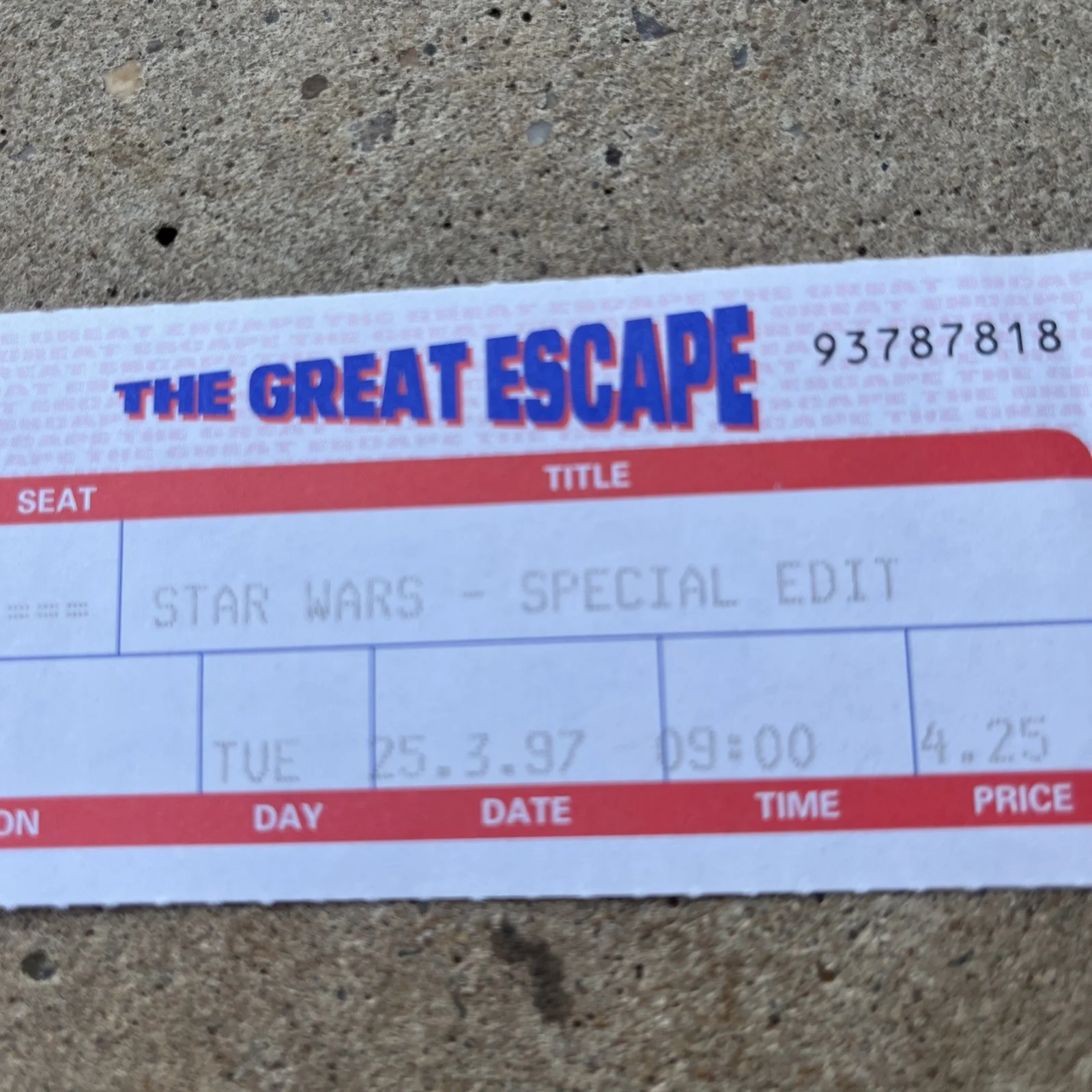 VINTAGE MOVIE STUB STAR WARS SPECIAL EDITION 1997 UCI, image 2