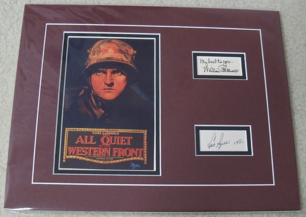 Lew Ayres, William Bakewell — All Quiet on the Western Front signed card with photo COA Lew Ayres Bakewell