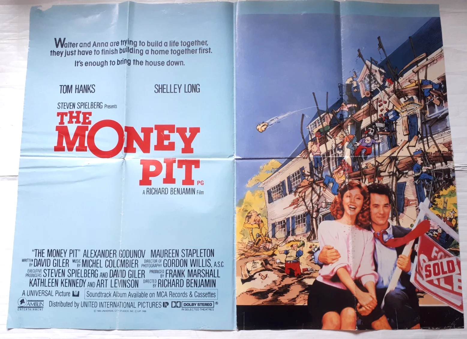 the money pit 1986 uk cinema Poster Quad 30x40" 1980s tom hanks shelley long, изображение 2