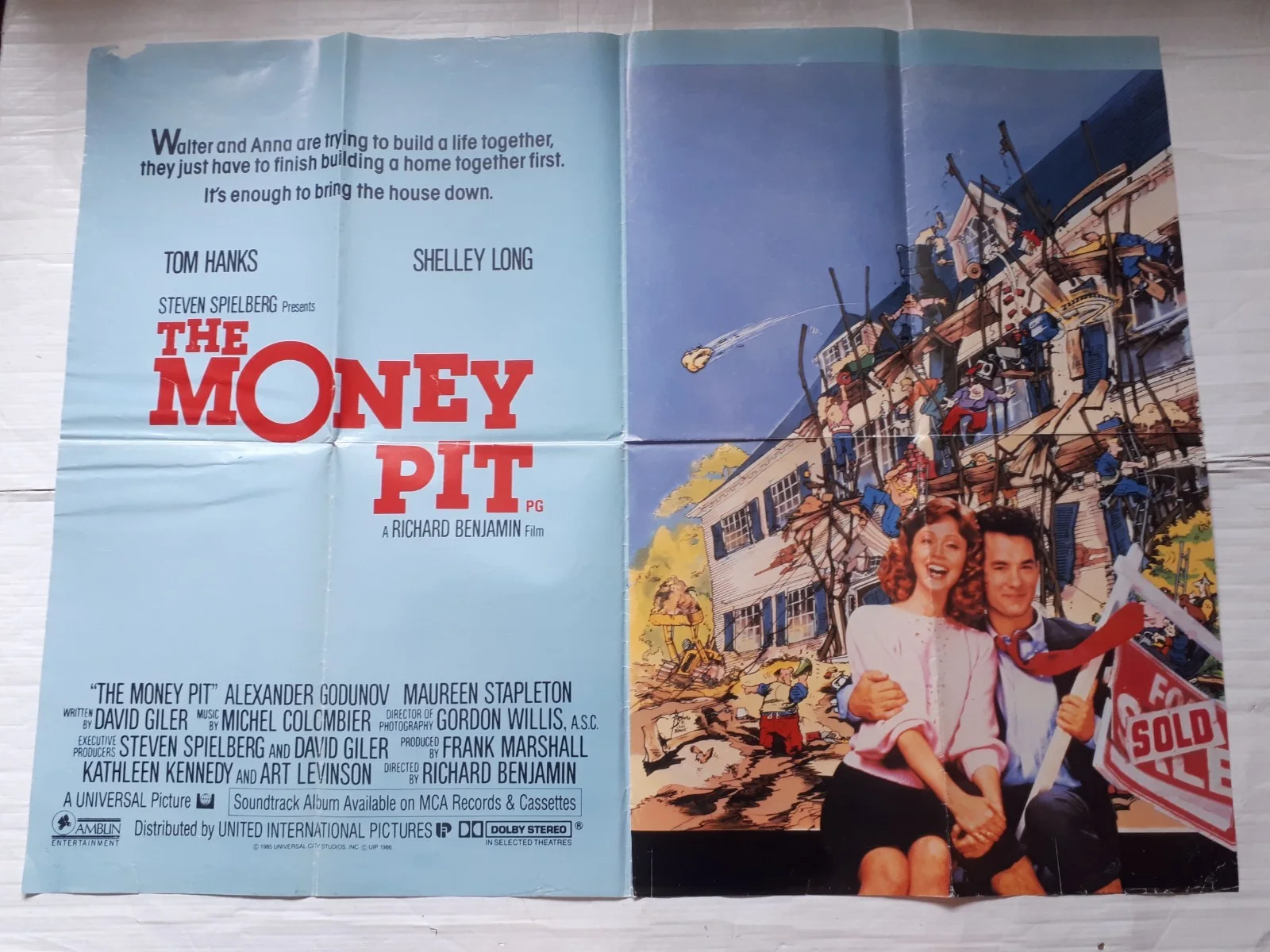the money pit 1986 uk cinema Poster Quad 30x40" 1980s tom hanks shelley long, изображение 3
