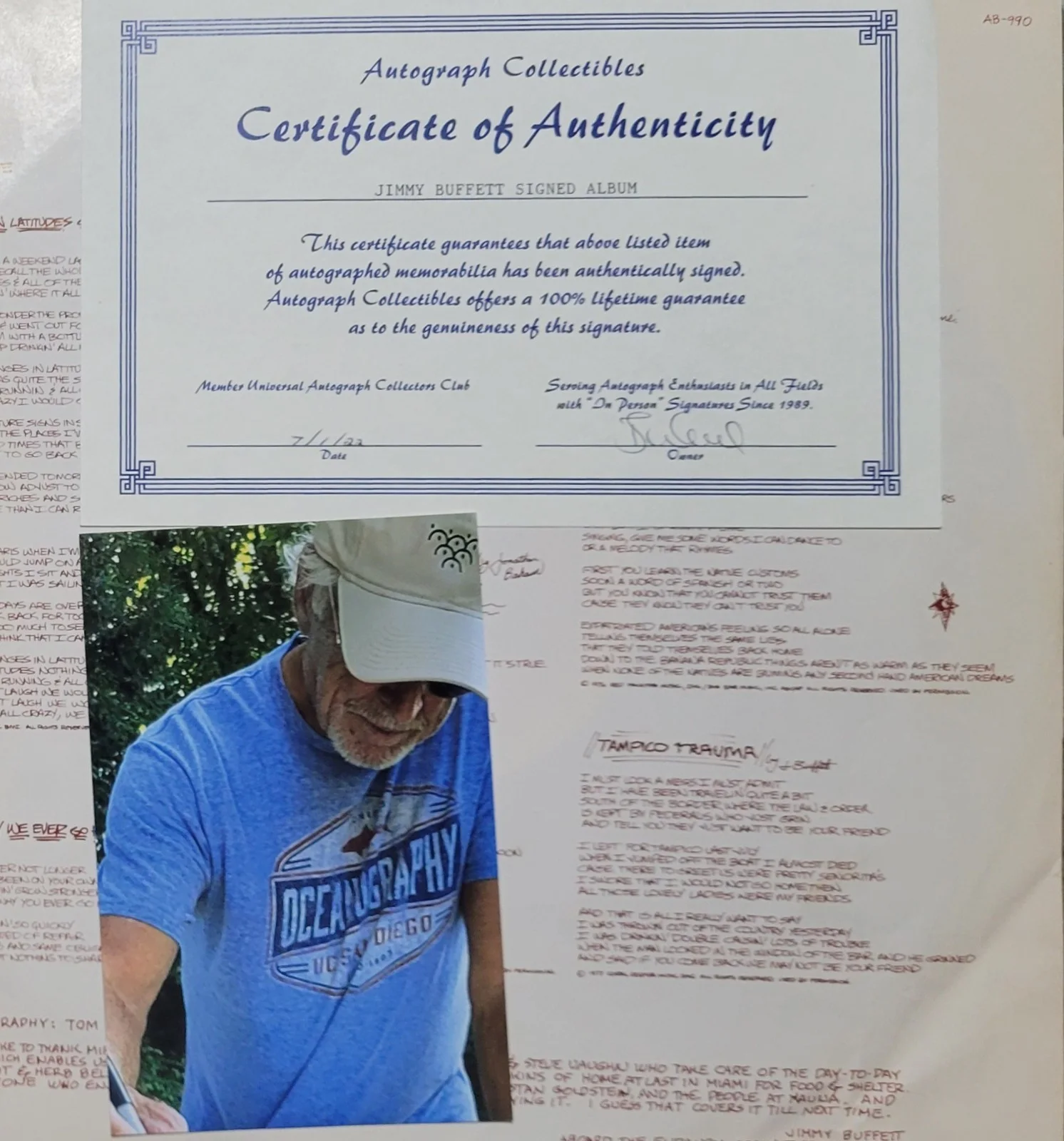 Jimmy Buffett — Jimmy Buffett Signed Autograph Album Vinyl Record Changes in Attitudes, image 2