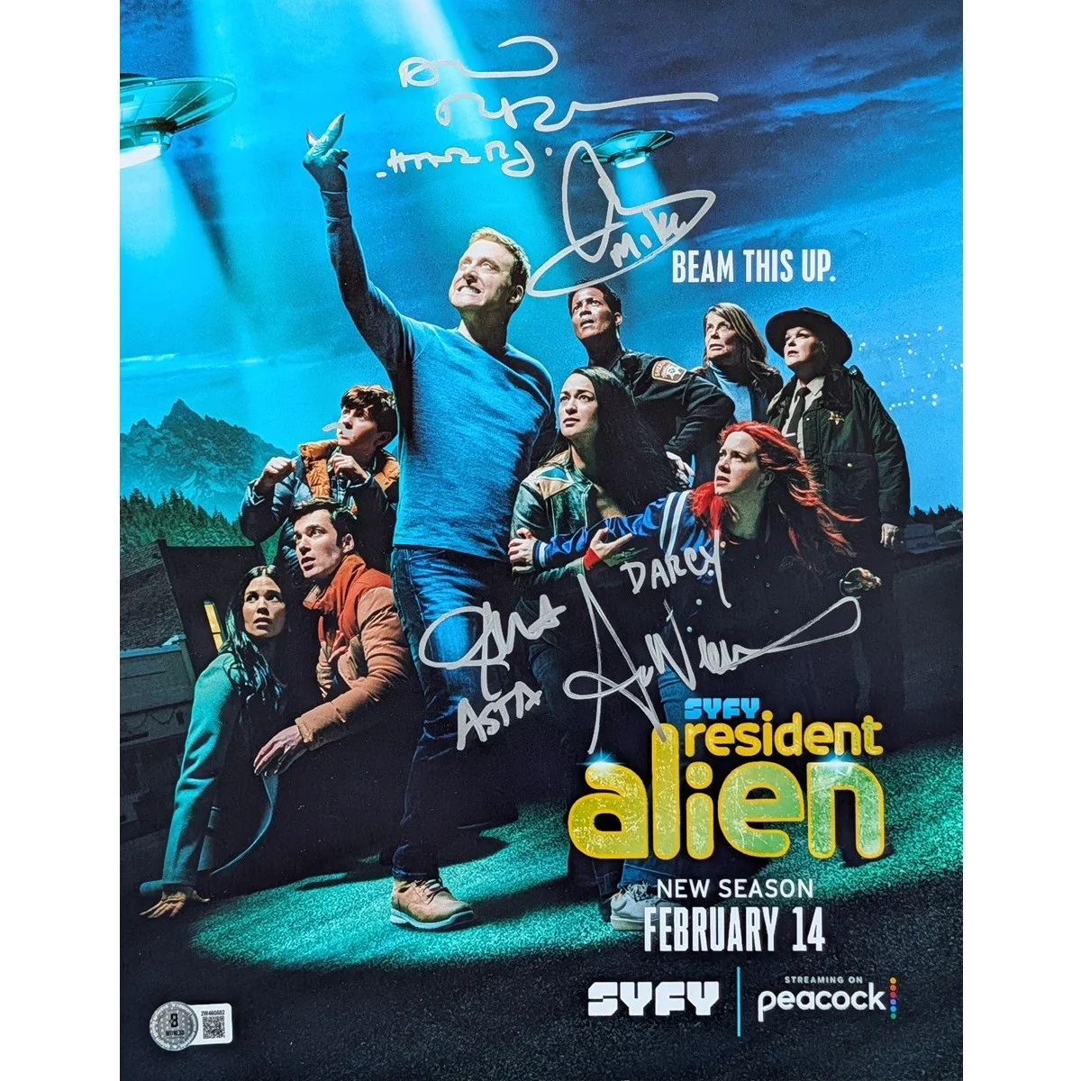 Jon Cryer Andrew McCarthy and Molly Ringwald — Resident Alien Cast Signed Photo #1 (11x14) w/ Character Names