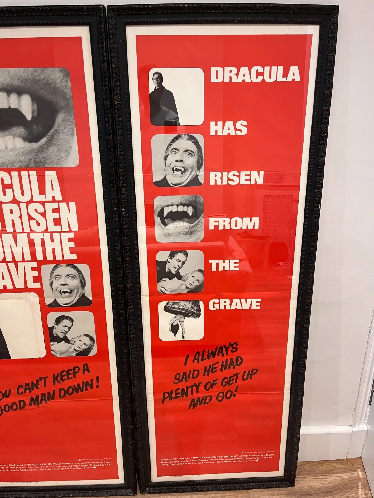 Pair Original Framed Dracula has Risen From the Grave 1969 US Door Panel Posters, image 3