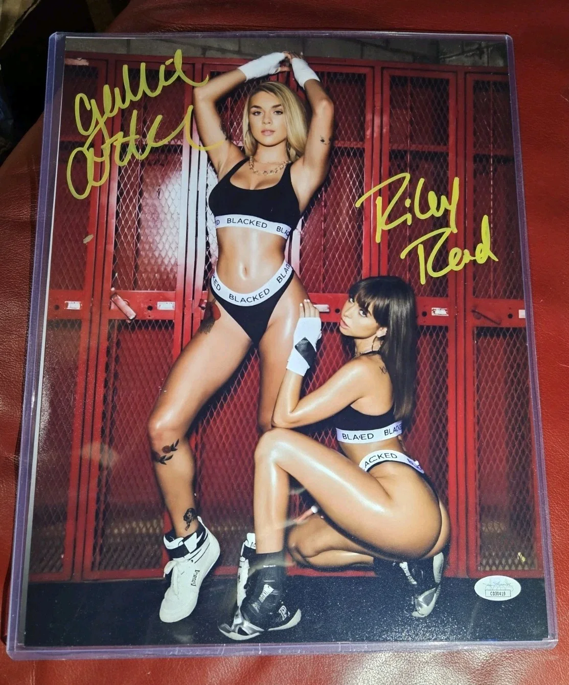 Gabbie Carter & Riley Reid — Riley Reid Gabbie Carter Dual Signed 11x14 Photo Adult Star Autographed JSA COA