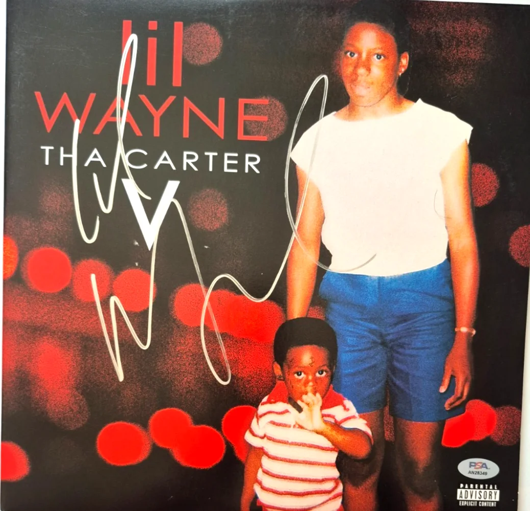 LIL WAYNE SIGNED AUTOGRAPHED THA CARTER V ALBUM RARE WEEZY YOUNG MONEY PSA COA, image 2
