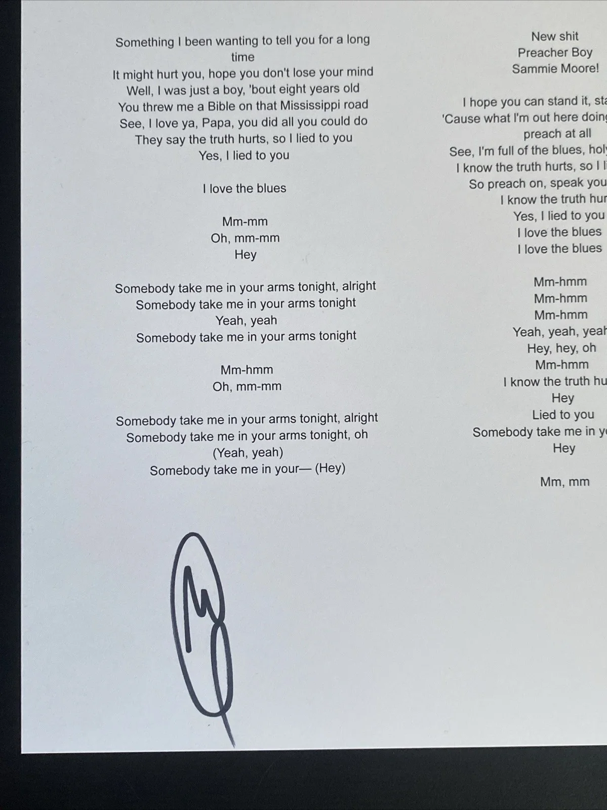Miles Caton Autographed 'I Lied To You' Lyric Sheet Singer Actor Sinners, изображение 2