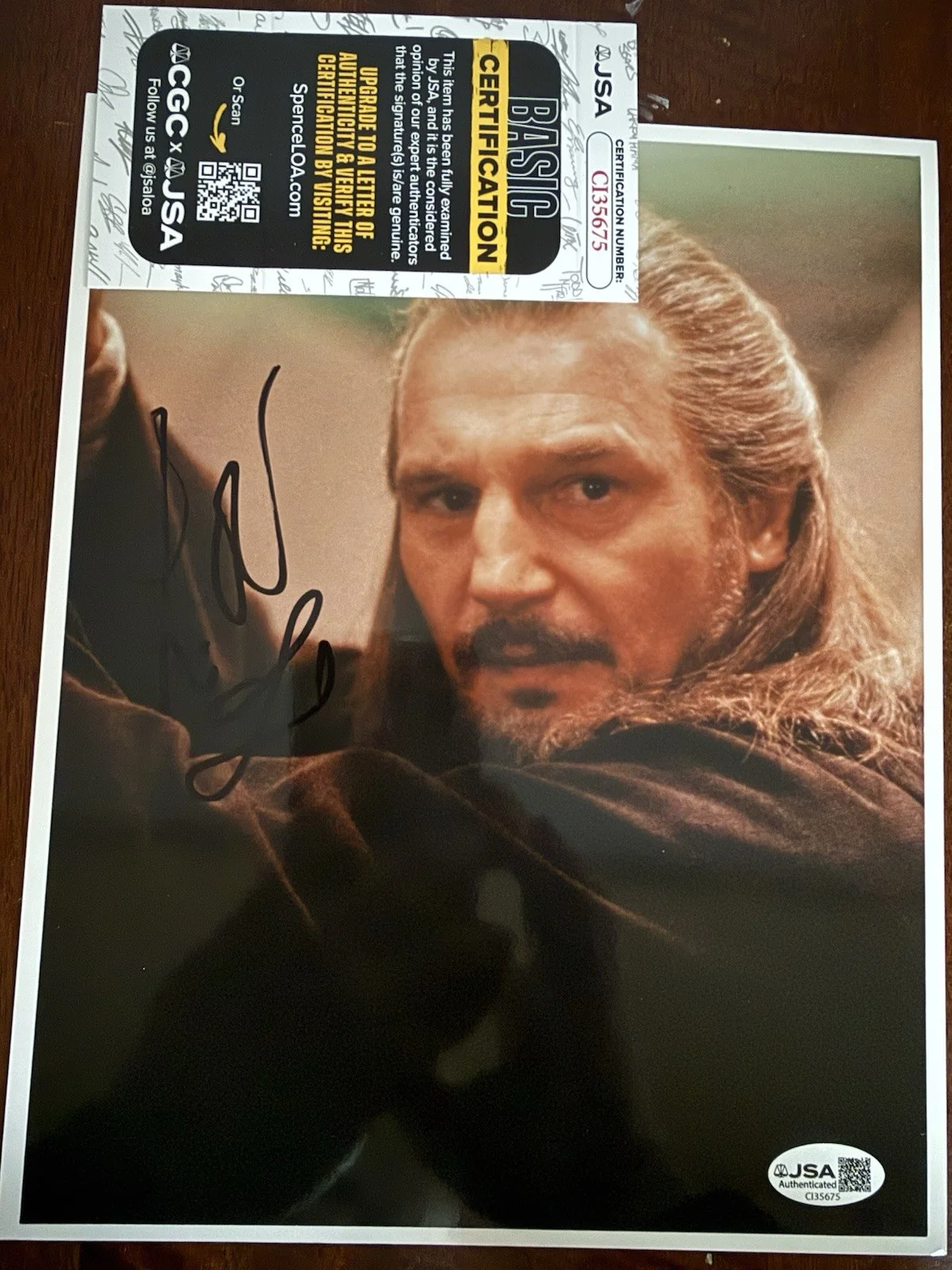 Liam Neeson Hand Signed "Star Wars: Episode I Phantom Menace" Autograph JSA COA, image 5
