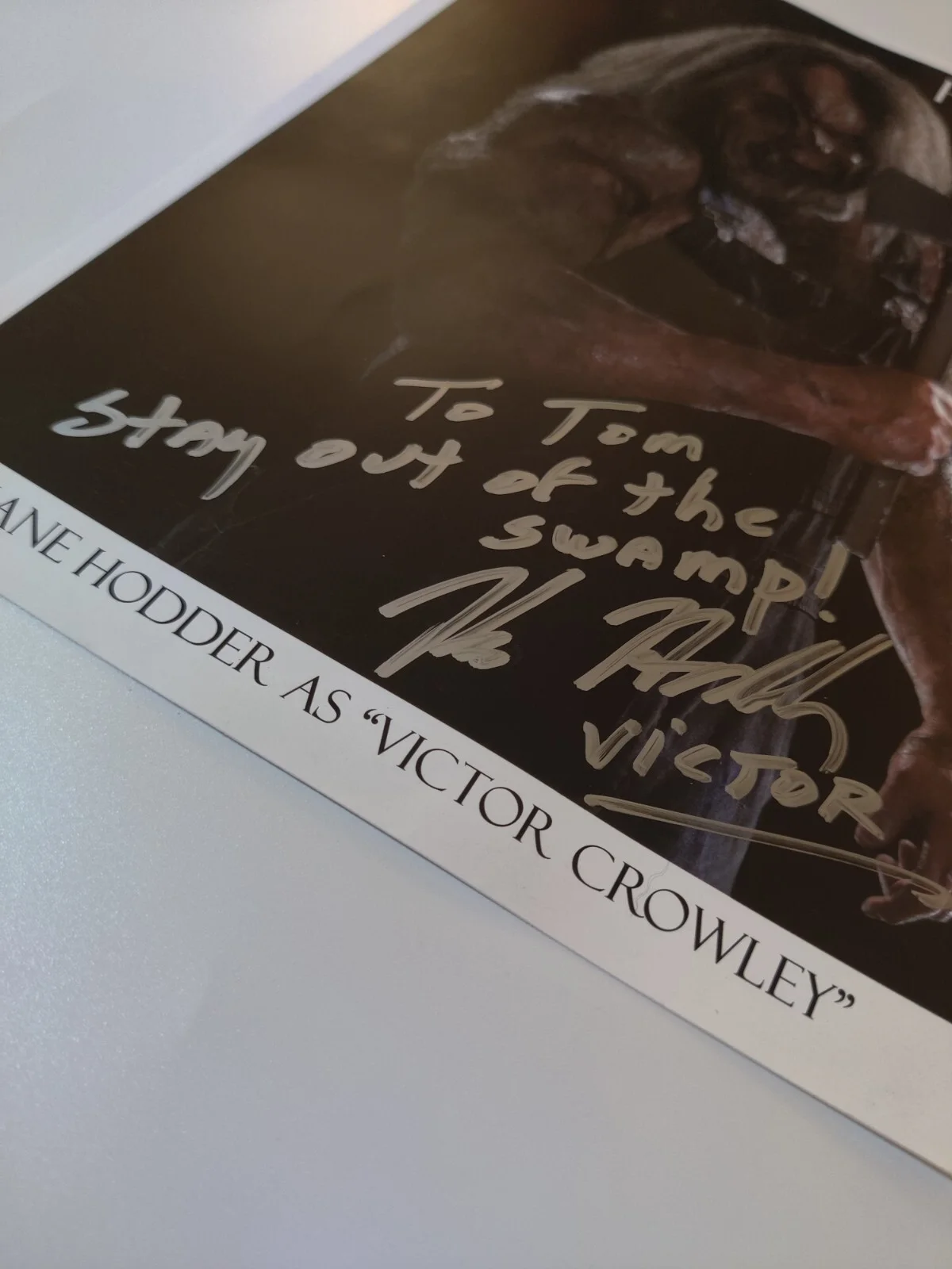 Kane Hodder — KANE HODDER Signed 8x10" PHOTO as Victor Crowley Autographed "To Tom" HATCHET, image 2
