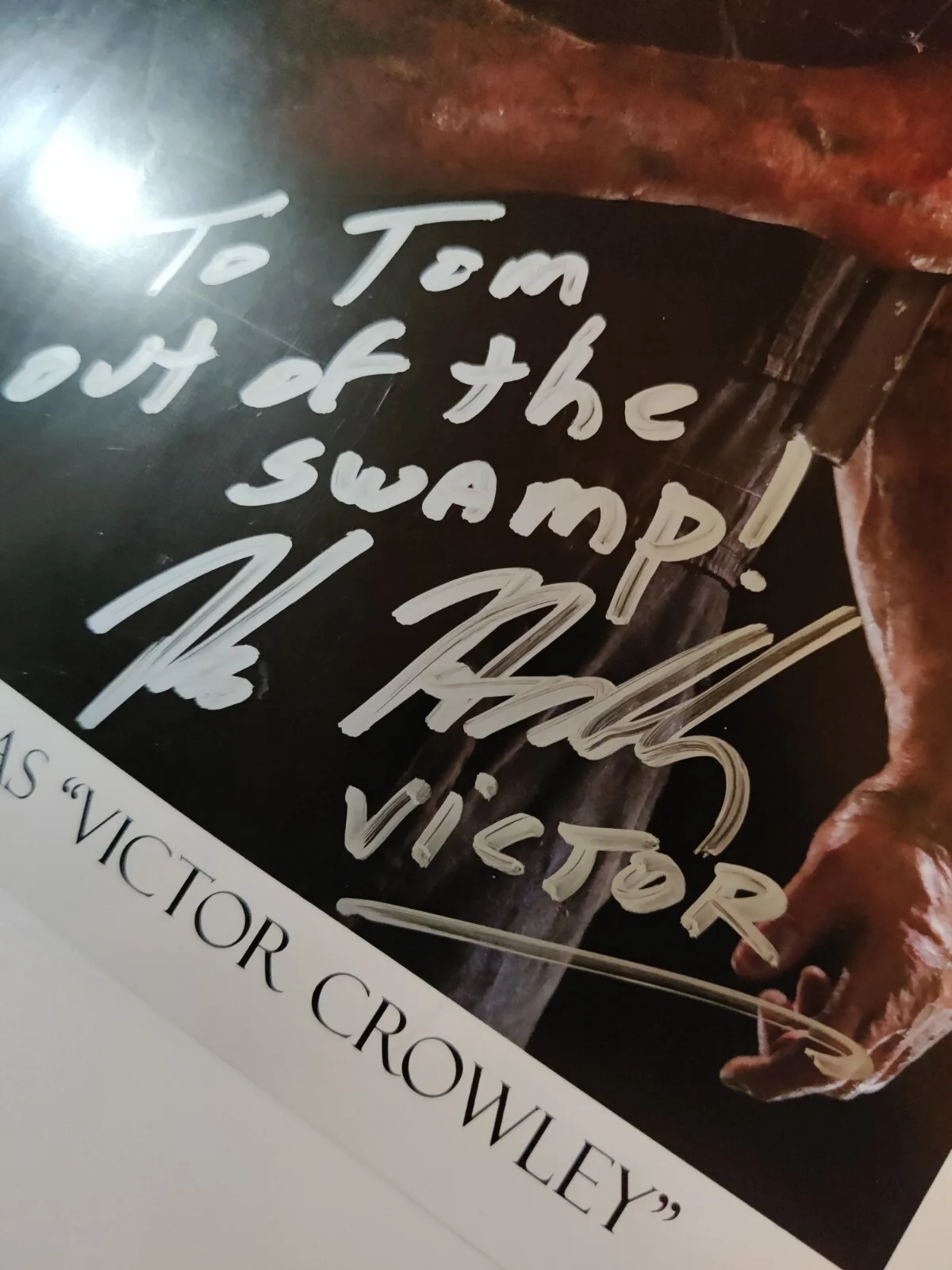 Kane Hodder — KANE HODDER Signed 8x10" PHOTO as Victor Crowley Autographed "To Tom" HATCHET, image 3