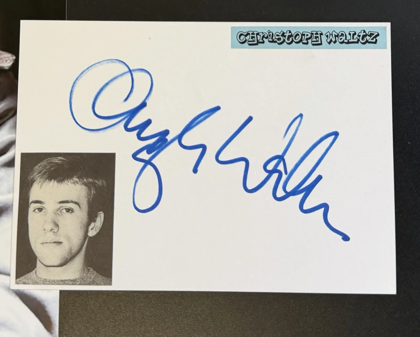 Christoph Waltz Signed Autograph 4x6 Card w/ Inglourious Basterds 8x10 Photo, изображение 2